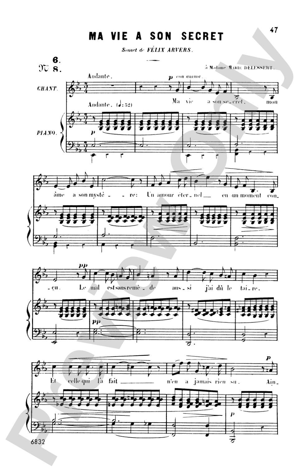 Bizet: Twenty Melodies-- Mezzo-Soprano or Baritone (French)