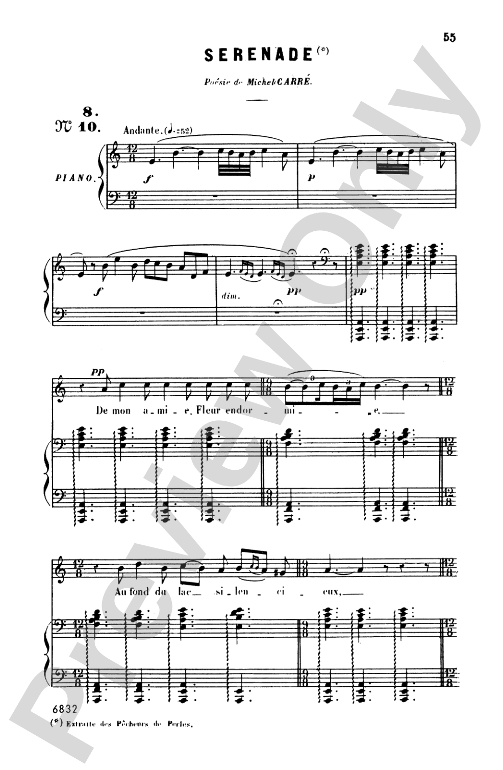 Bizet: Twenty Melodies-- Mezzo-Soprano or Baritone (French)