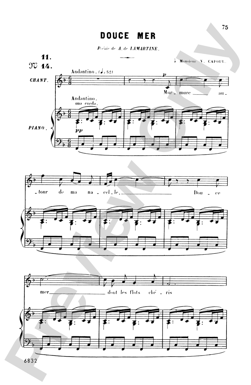 Bizet: Twenty Melodies-- Mezzo-Soprano or Baritone (French)