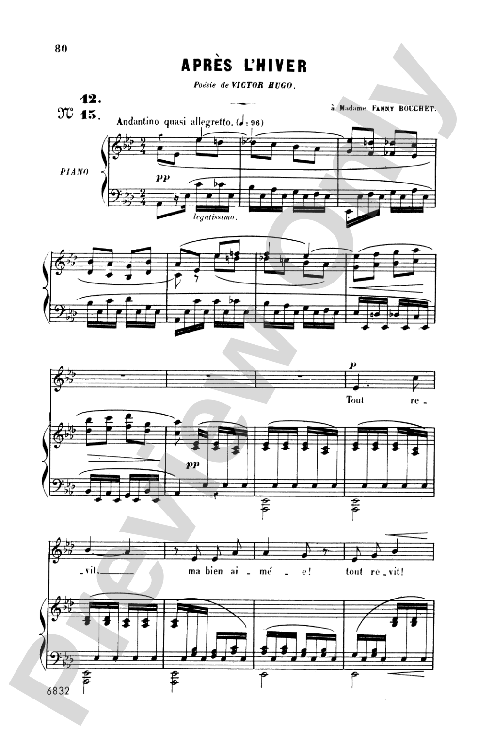 Bizet: Twenty Melodies-- Mezzo-Soprano or Baritone (French)