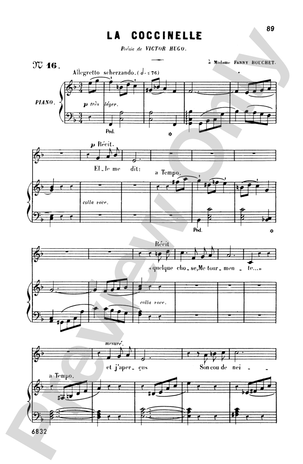 Bizet: Twenty Melodies-- Mezzo-Soprano or Baritone (French)