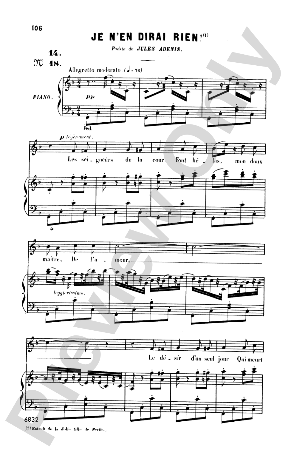 Bizet: Twenty Melodies-- Mezzo-Soprano or Baritone (French)