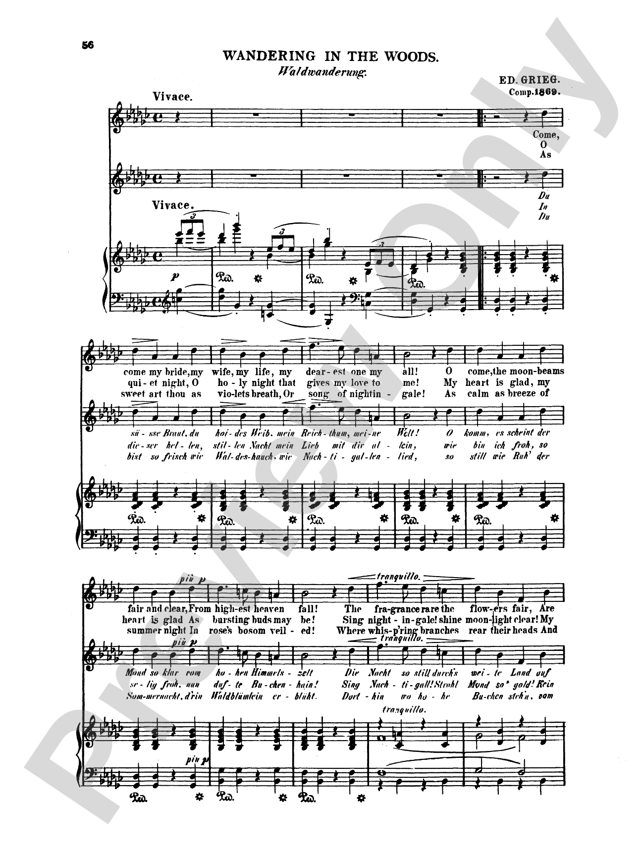 Grieg: Selected Songs for Low Voice-- 36 Songs (English/German)