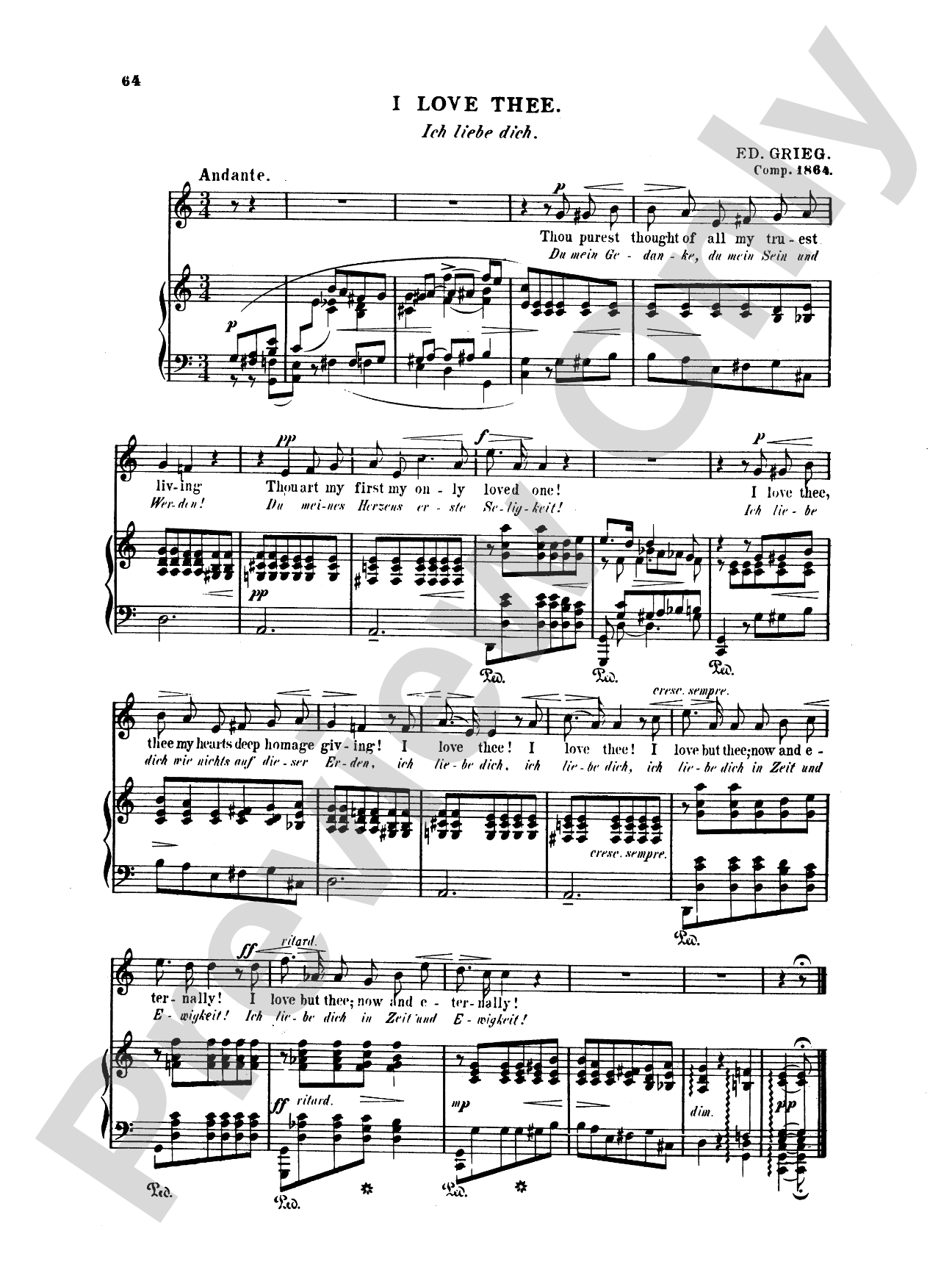 Grieg: Selected Songs for Low Voice-- 36 Songs (English/German)