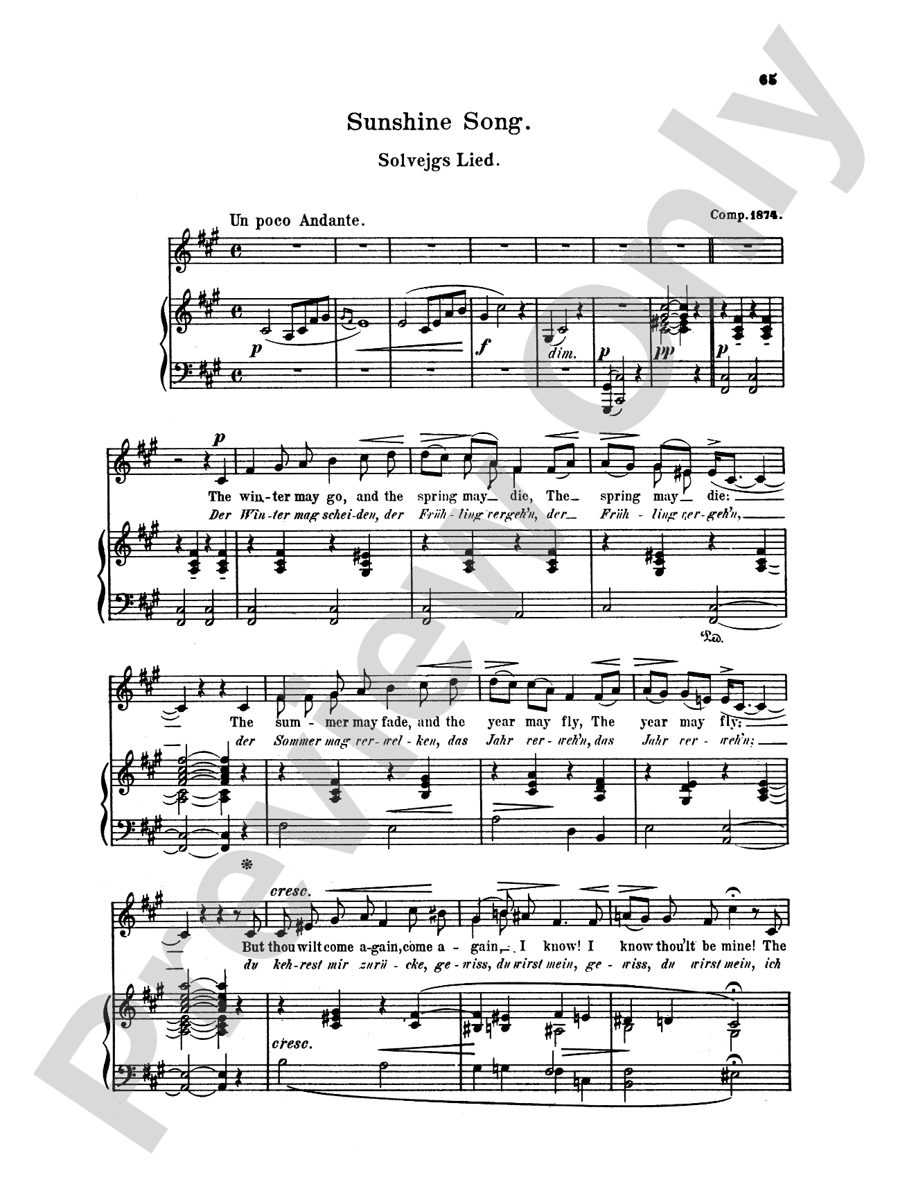 Grieg: Selected Songs for Low Voice-- 36 Songs (English/German)