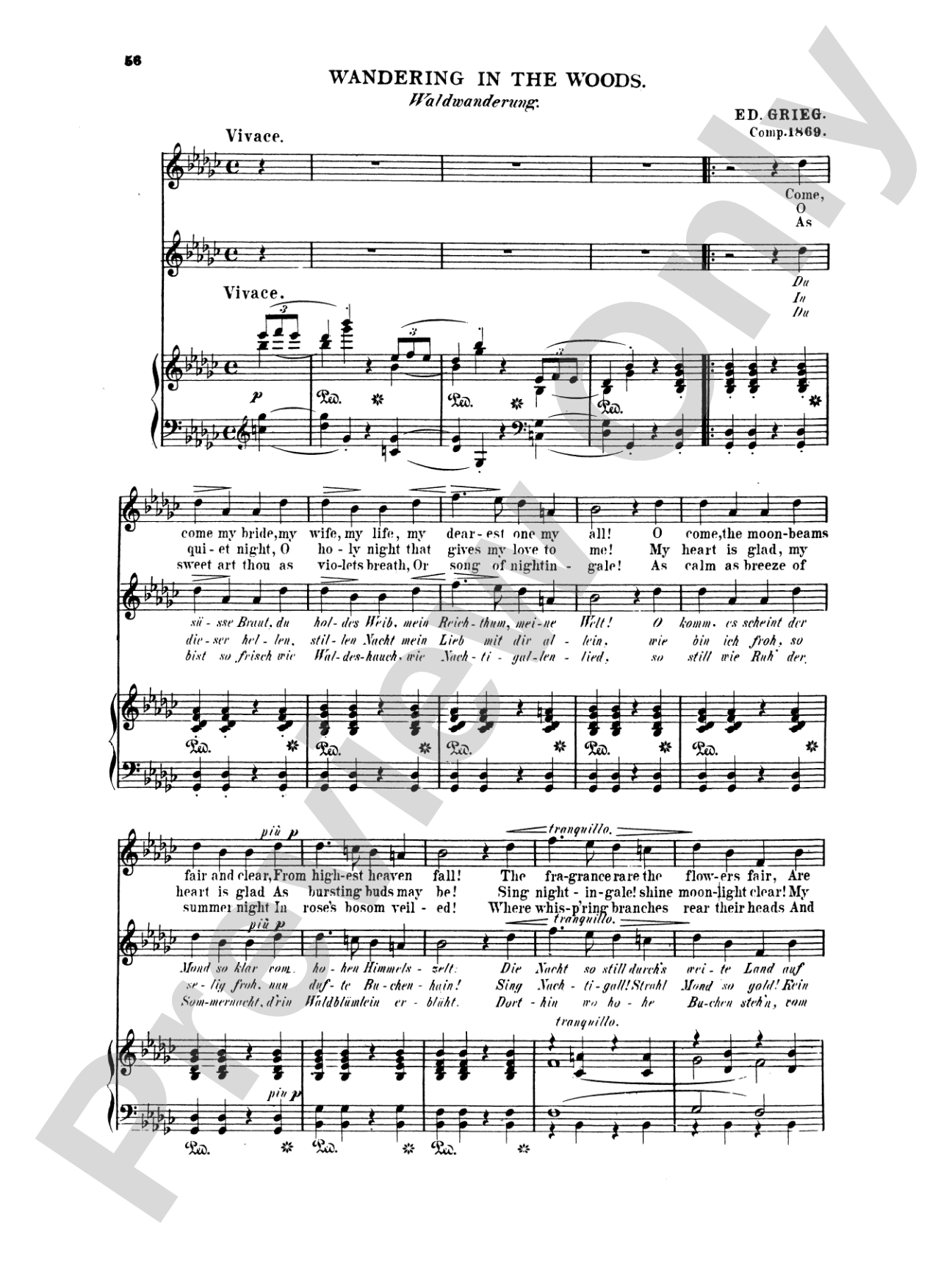 Grieg: Selected Songs for High Voice-- 36 Songs (English/German)