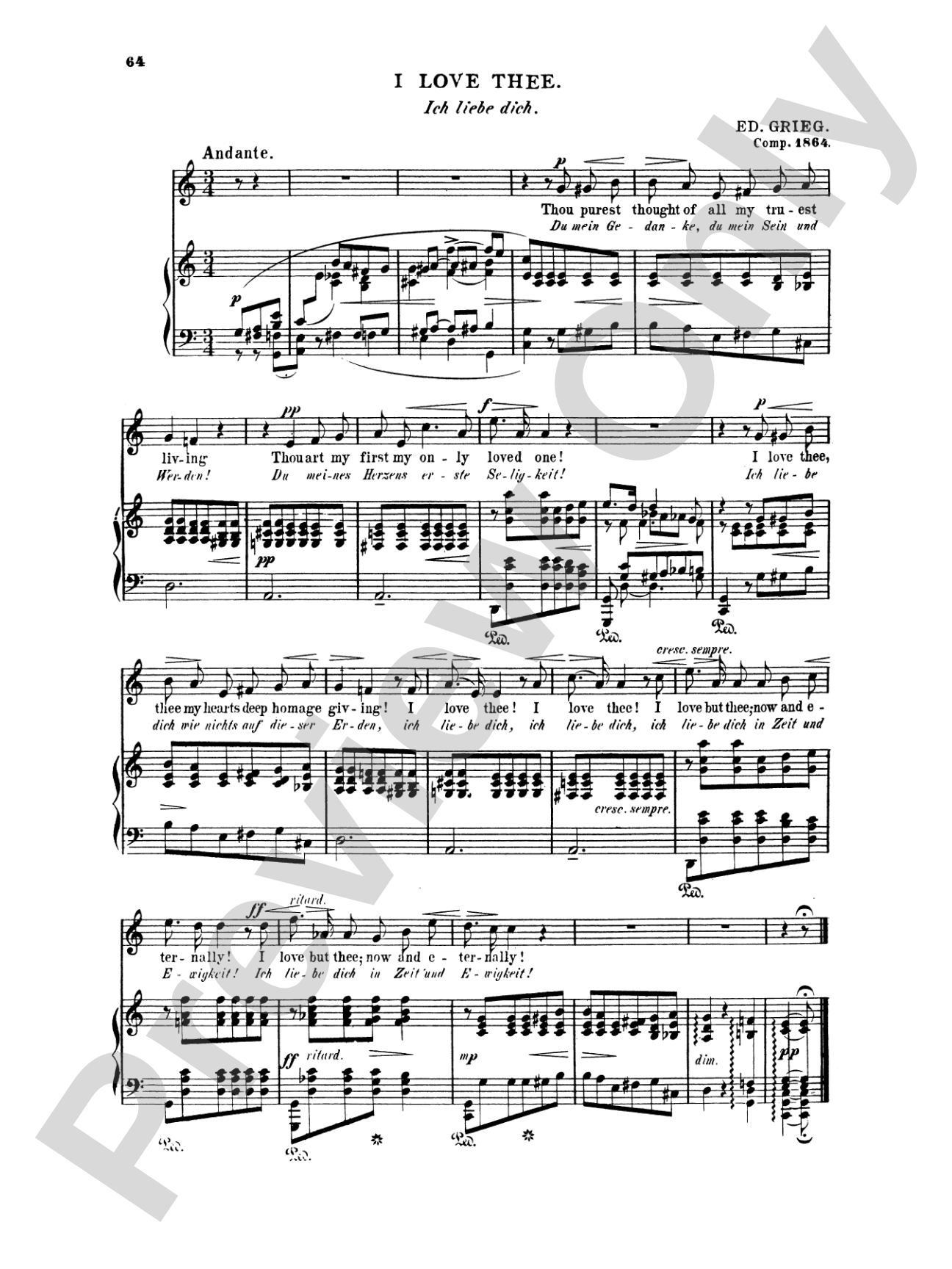 Grieg: Selected Songs for High Voice-- 36 Songs (English/German)