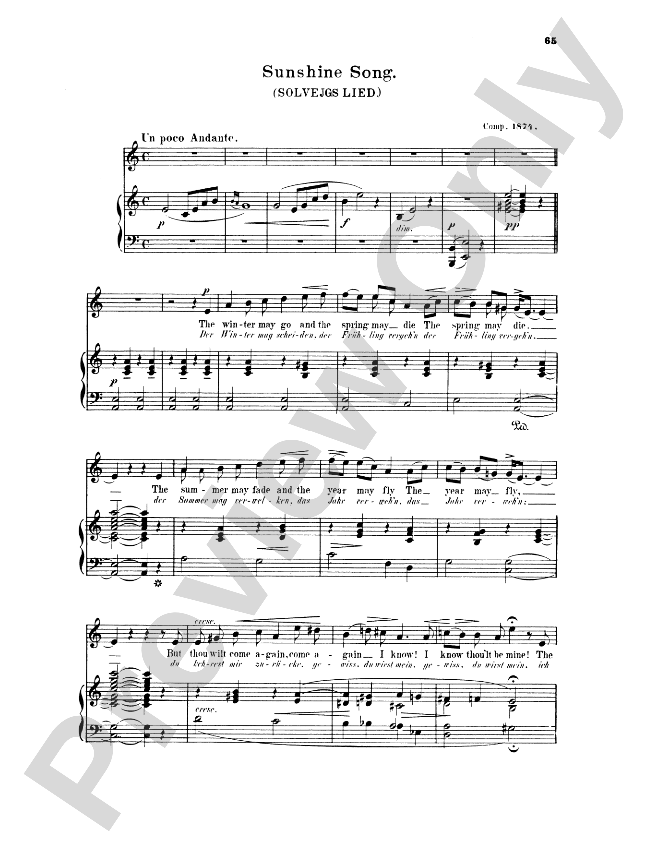 Grieg: Selected Songs for High Voice-- 36 Songs (English/German)