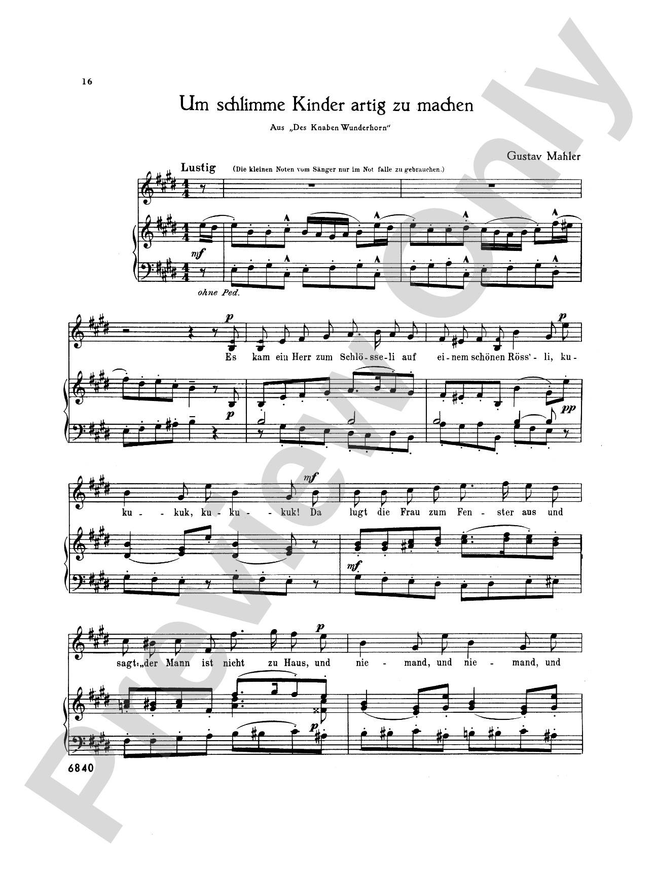 Mahler: Fourteen Songs including Nine from "Des Knaben Wunderhorn", High Voice (German)