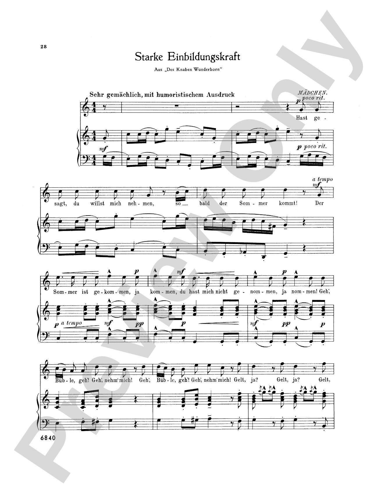 Mahler: Fourteen Songs including Nine from "Des Knaben Wunderhorn", High Voice (German)