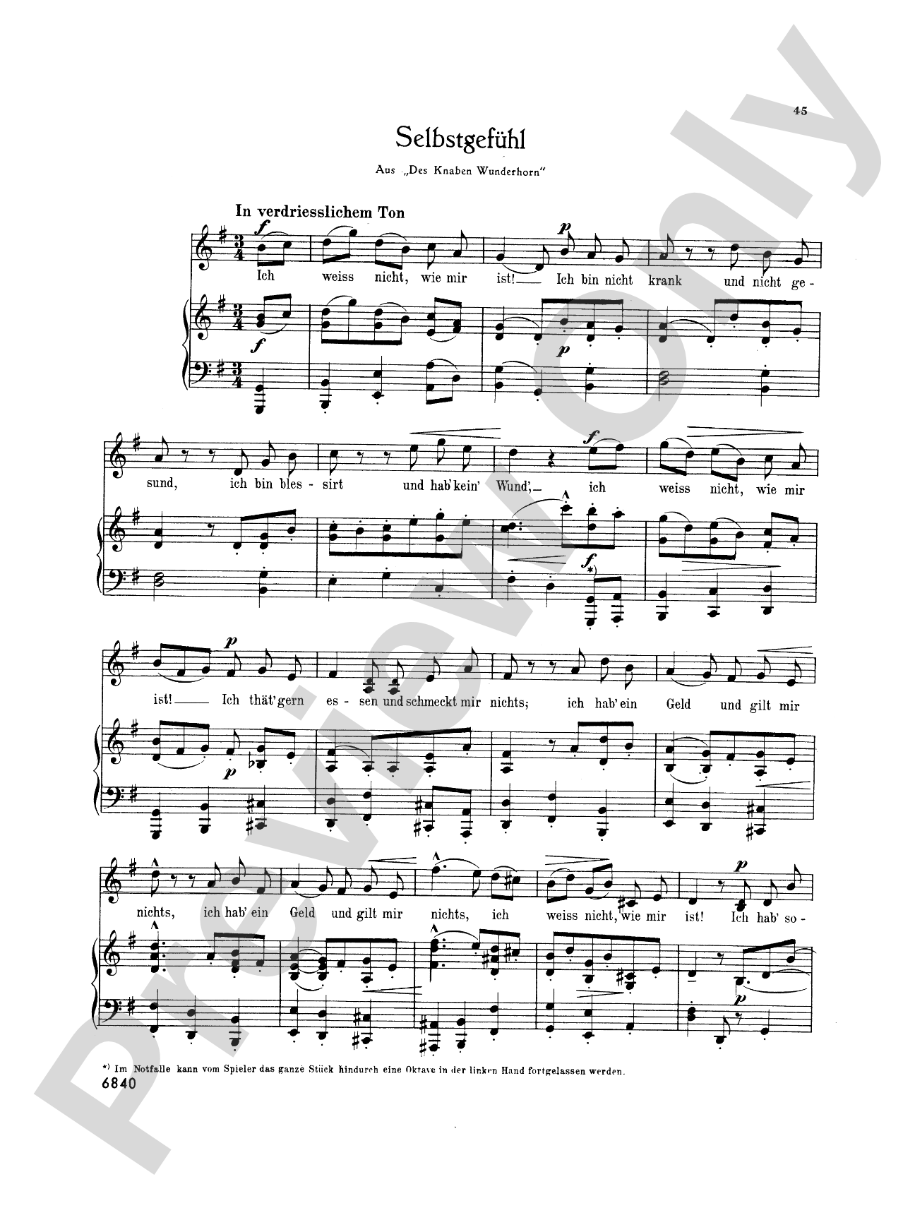 Mahler: Fourteen Songs including Nine from "Des Knaben Wunderhorn", High Voice (German)