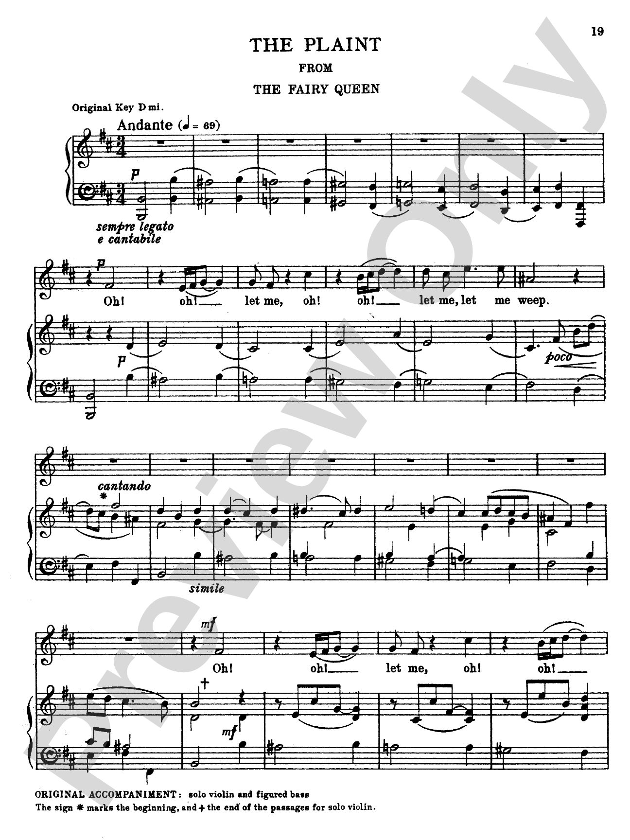 Purcell: Fifteen Songs and Airs for Contralto or Baritone from the Operas and Masques