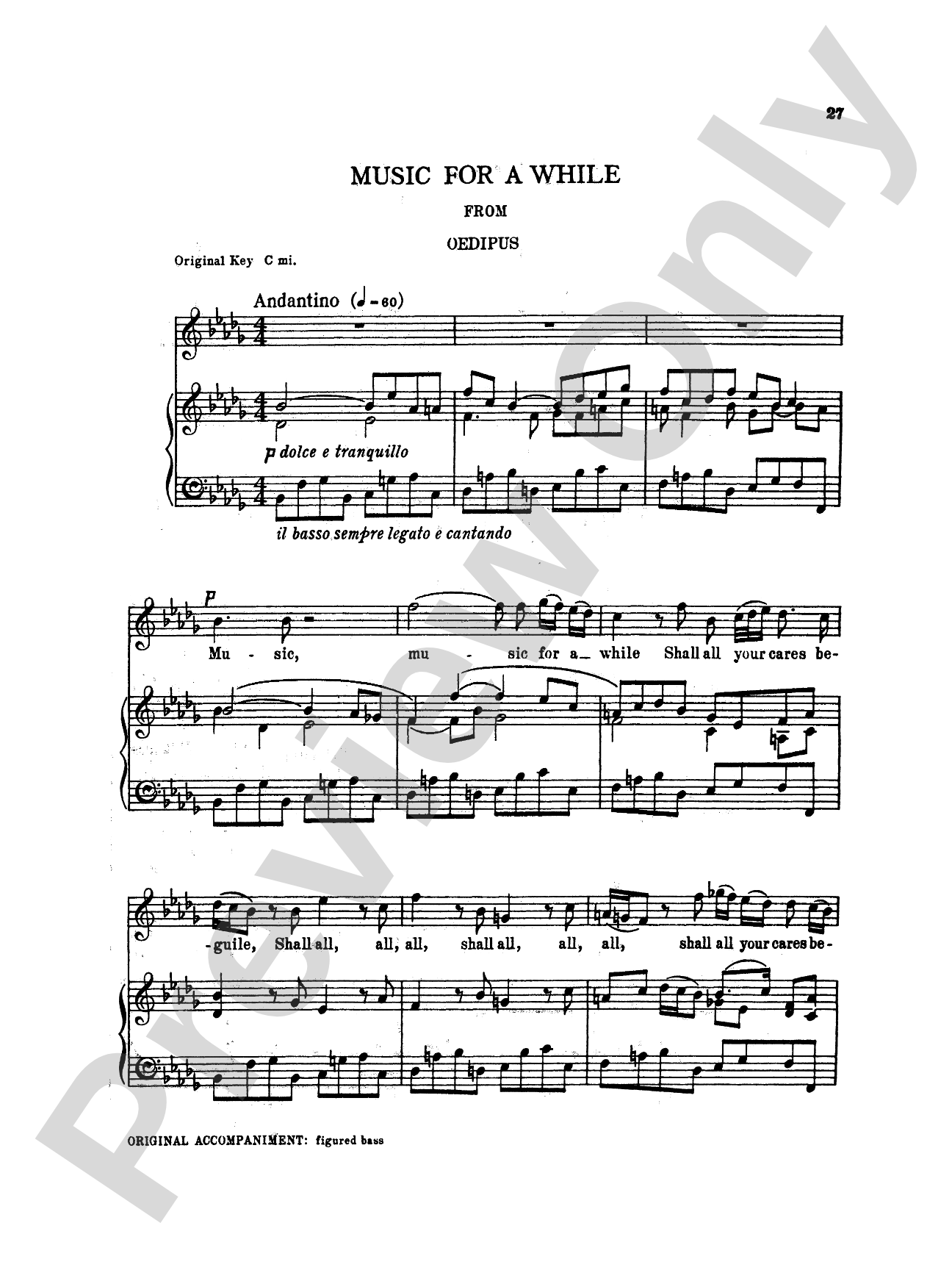 Purcell: Fifteen Songs and Airs for Soprano or Tenor from the Operas and the Odes