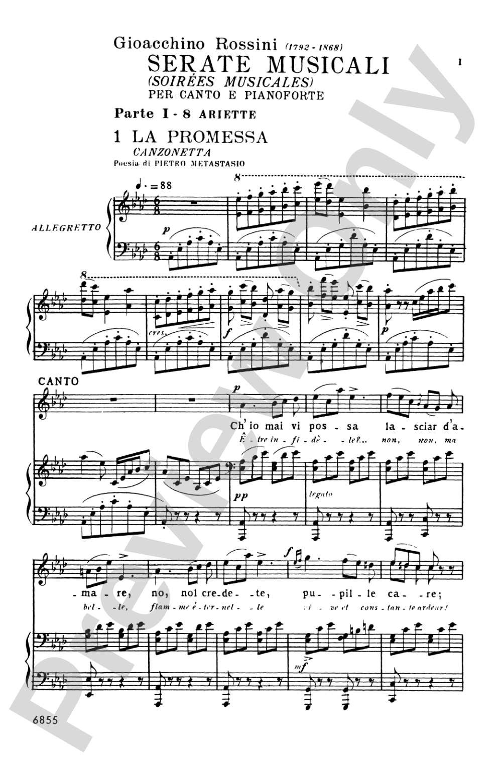Rossini: Soirées Musicales, Volume I (Italian/French): High Voice Octavo-Size Book