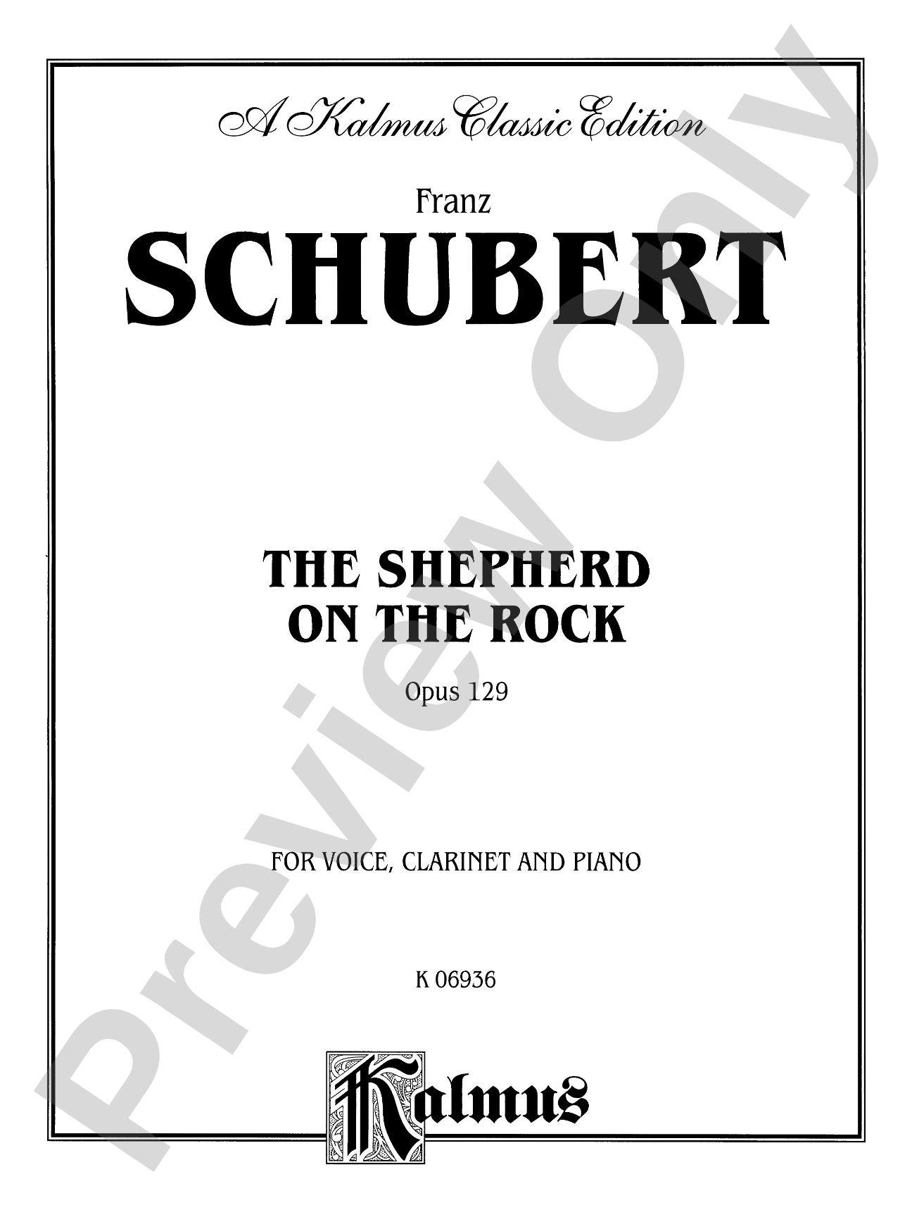 Schubert: The Shepherd on the Rock, Op. 129: High Voice Book