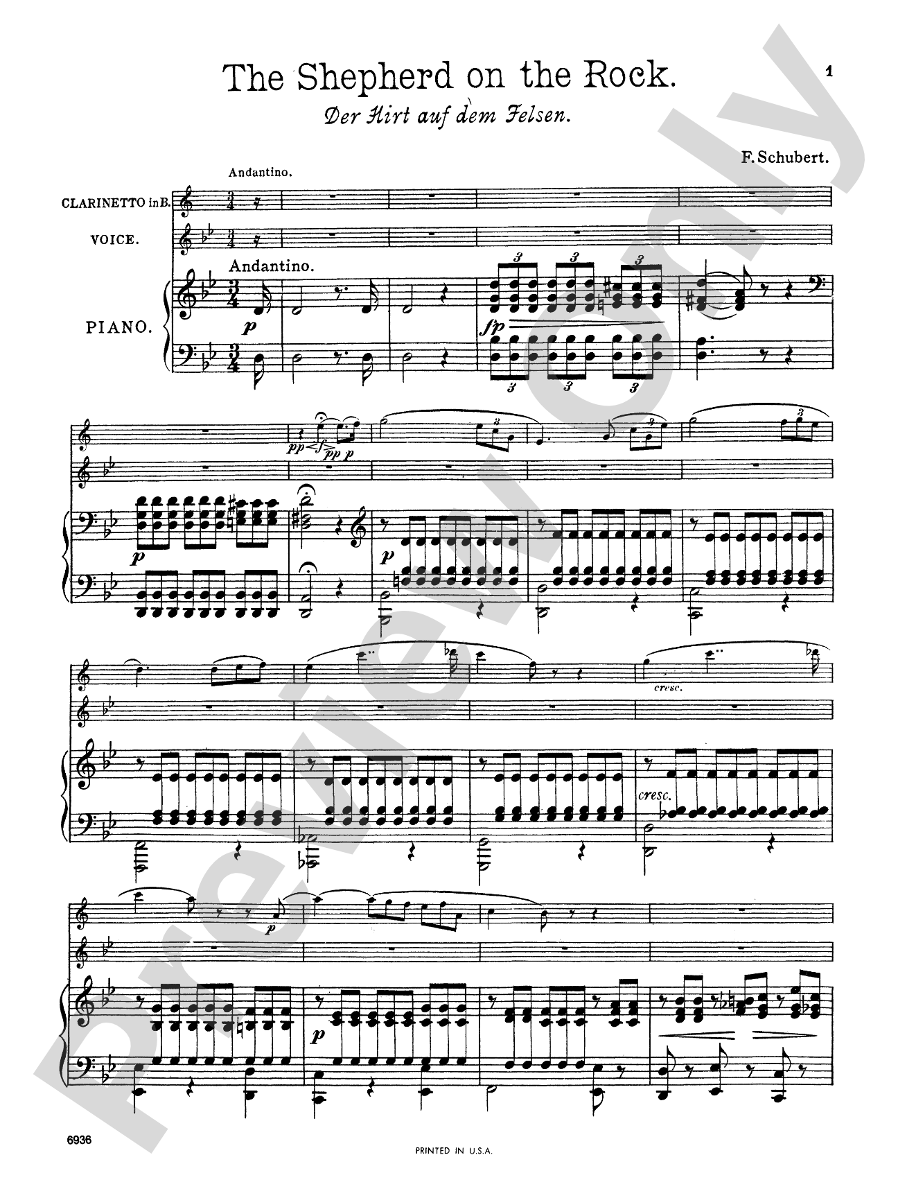 Schubert: The Shepherd on the Rock, Op. 129: High Voice Book