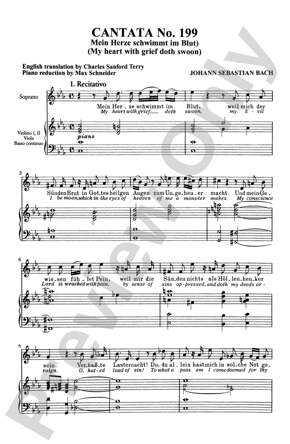 Bach: Soprano Solo, Cantata No. 199, Mein Herze Schwimmt Im Blut(German): Soprano Solo Voice Book