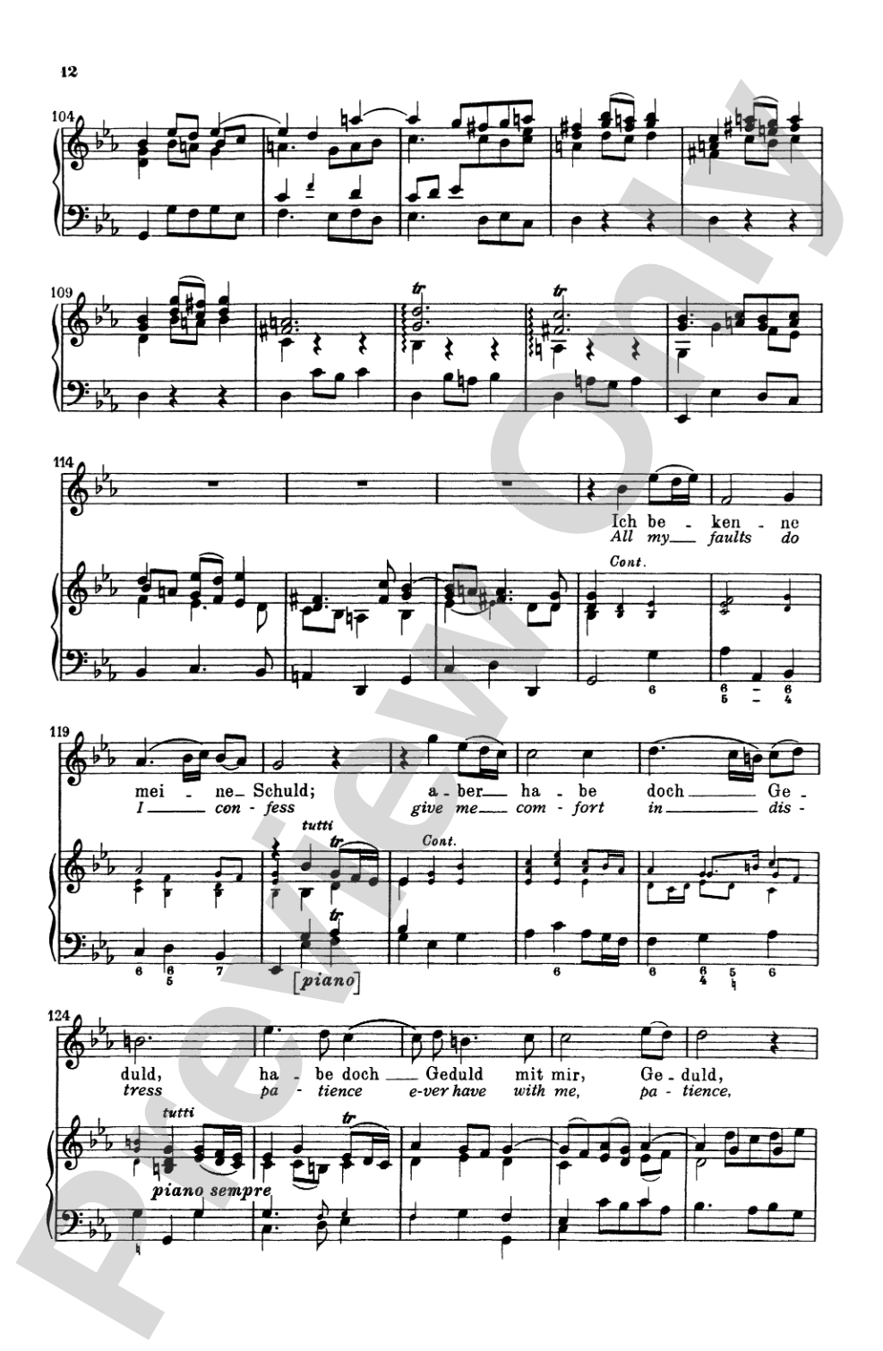 Bach: Soprano Solo, Cantata No. 199, Mein Herze Schwimmt Im Blut(German): Soprano Solo Voice Book