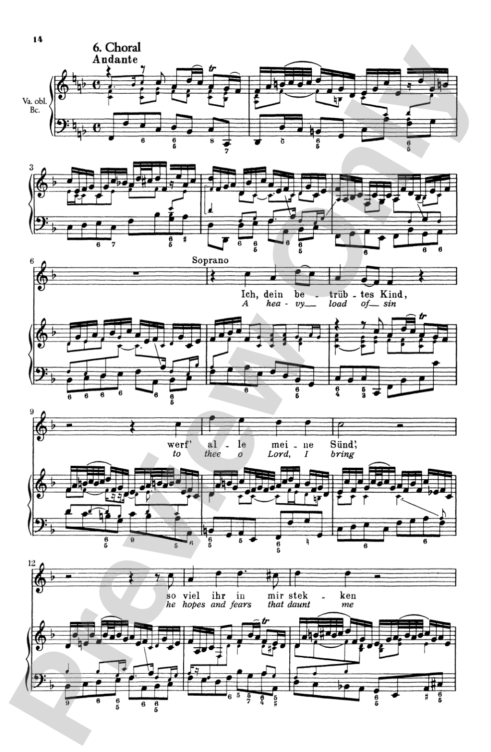 Bach: Soprano Solo, Cantata No. 199, Mein Herze Schwimmt Im Blut(German): Soprano Solo Voice Book