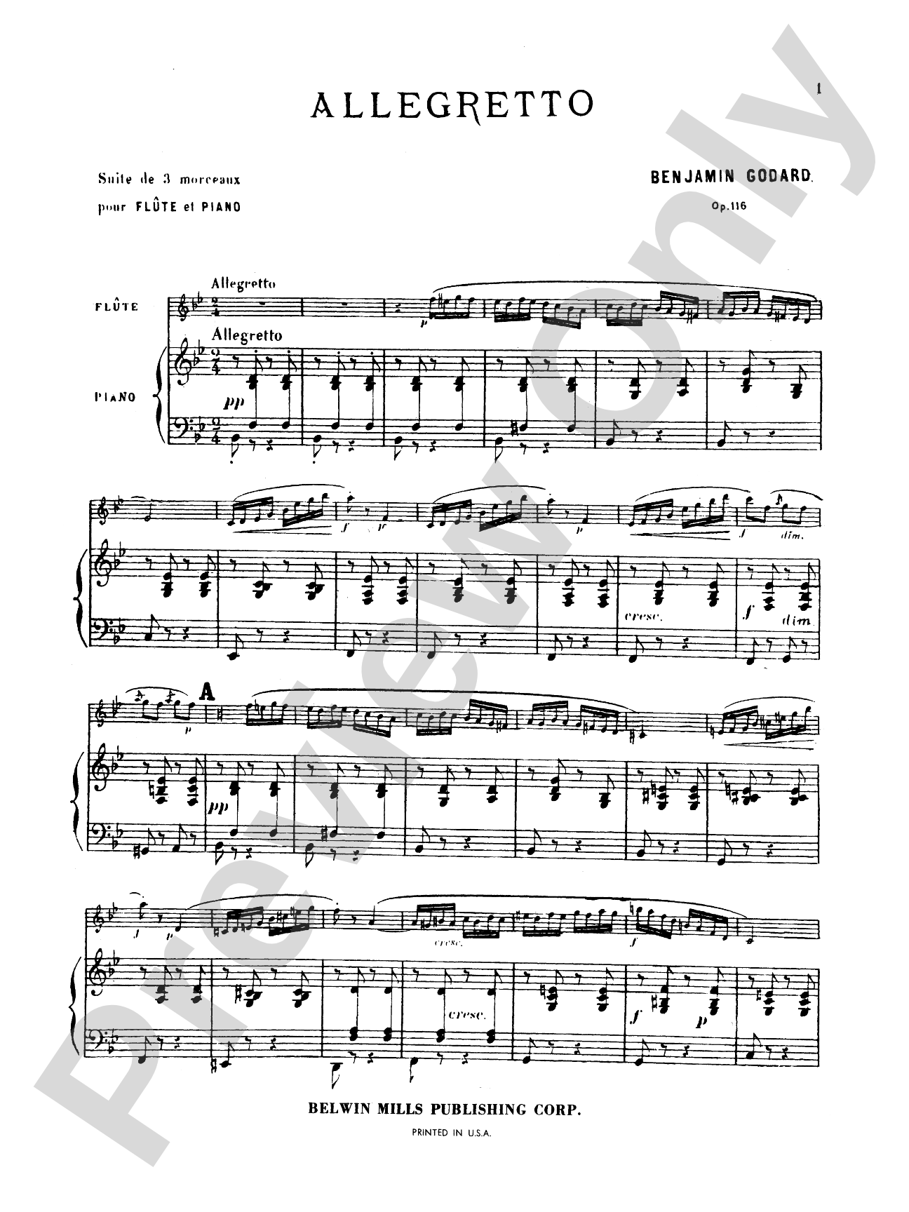 Godard: Allegretto, Op. 116, No. 1: Flute Part(s)