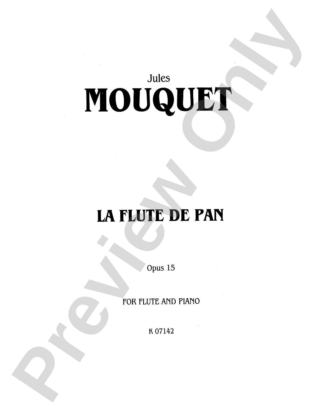 Mouquet: La Flute de Pan, Op. 15: Flute Part(s)