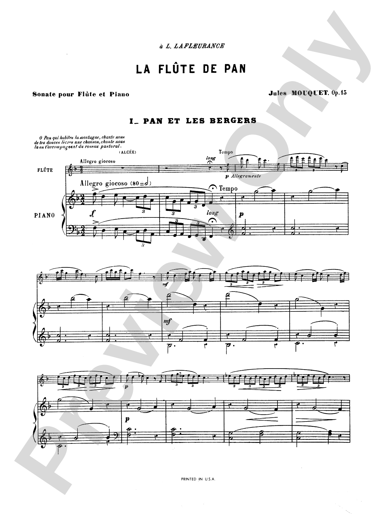Mouquet: La Flute de Pan, Op. 15: Flute Part(s)