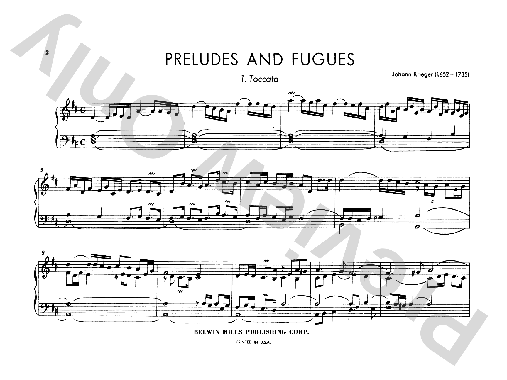 Krieger: Preludes and Fugues: Organ Comb Bound Book