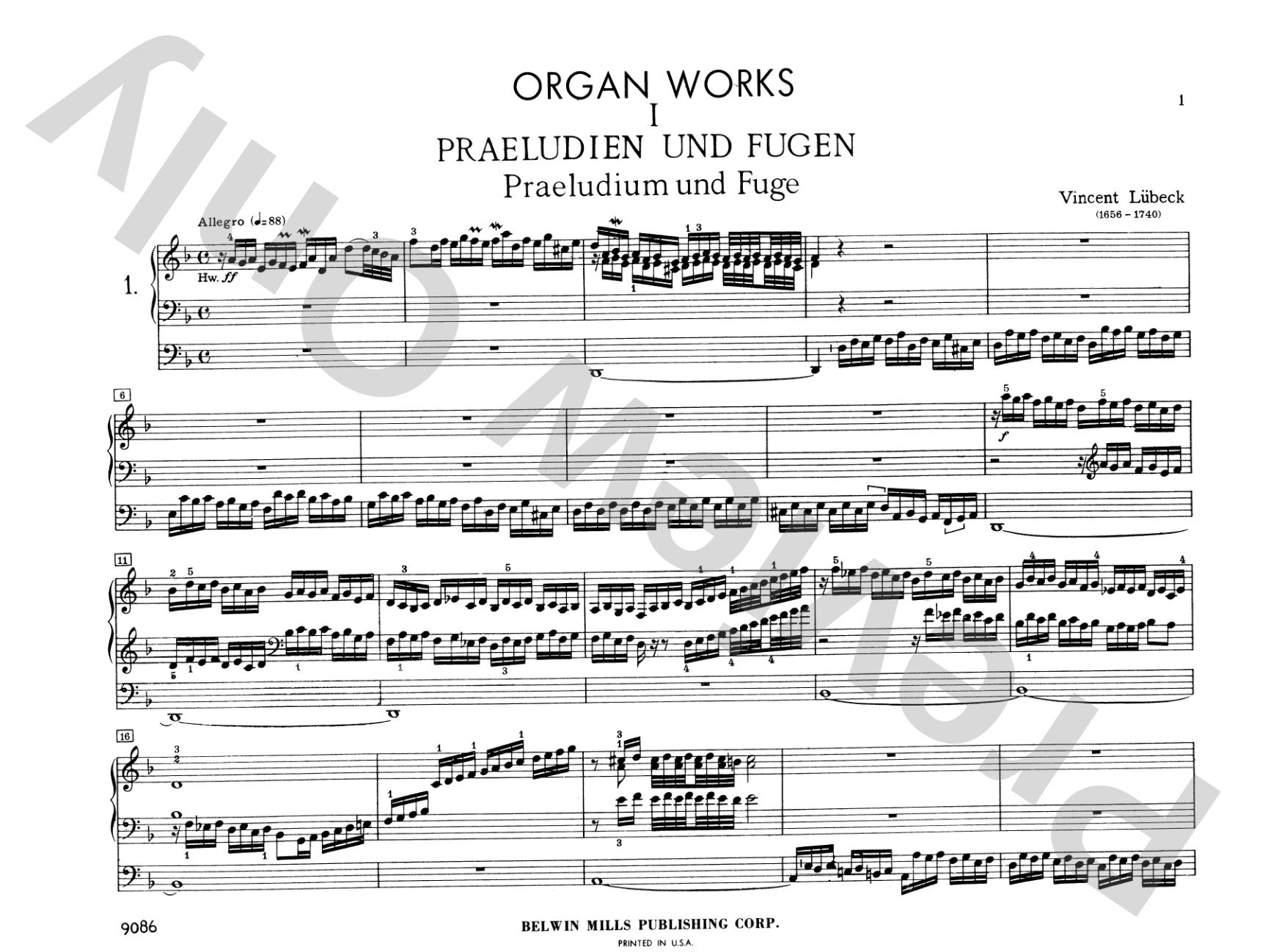 Lubeck: Preludes and Fugues and Chorale Prelude: Organ Comb Bound Book