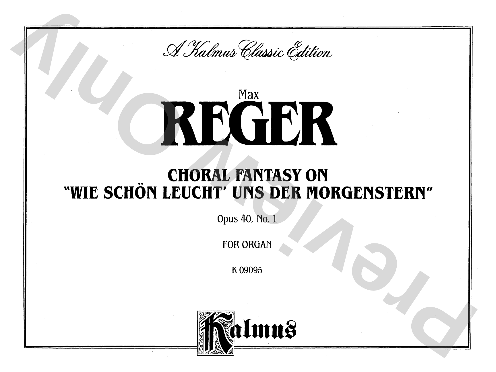 Reger: Chorale Fantasy on "Wie Sch'n Leucht Uns der Morgenstern," Op. 40, No. 1