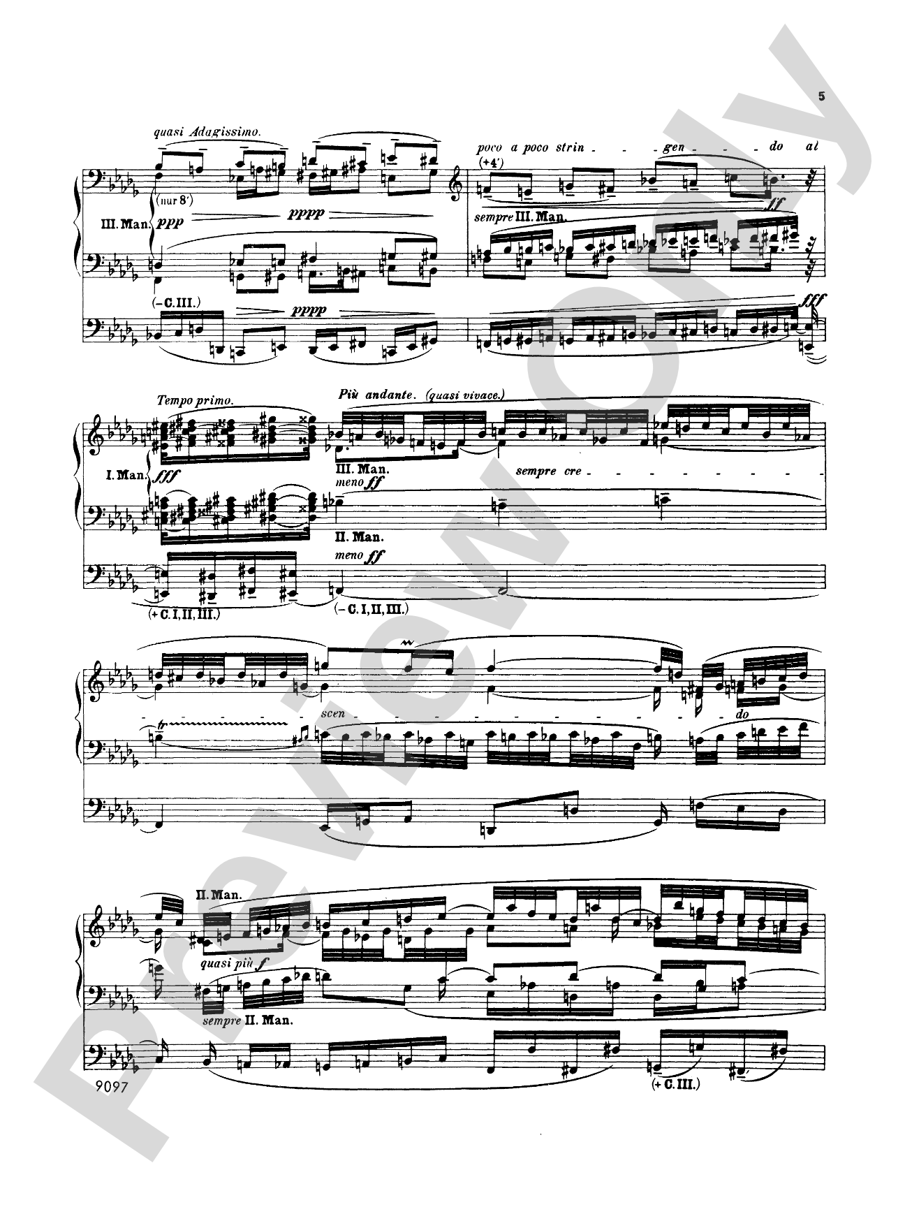 Reger: Fantasy and Fugue on the Name of Bach: Organ Sheet