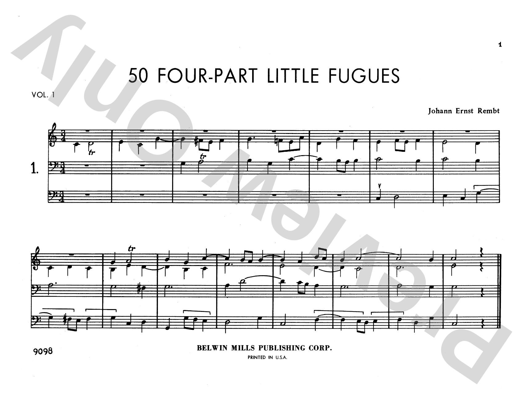 Rembt: 50 Four-part Little Fugues, Volume I: Organ Comb Bound Book