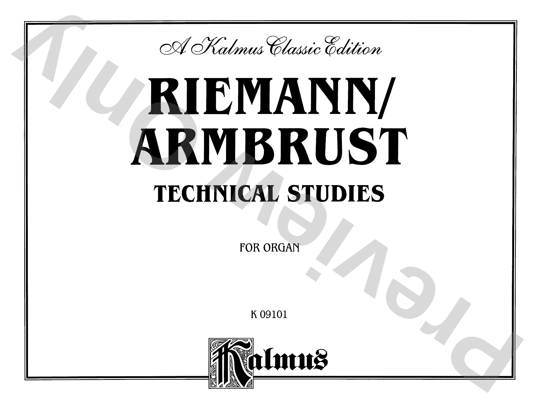 Reimann/Armbrust: Technical Studies: Organ Comb Bound Book