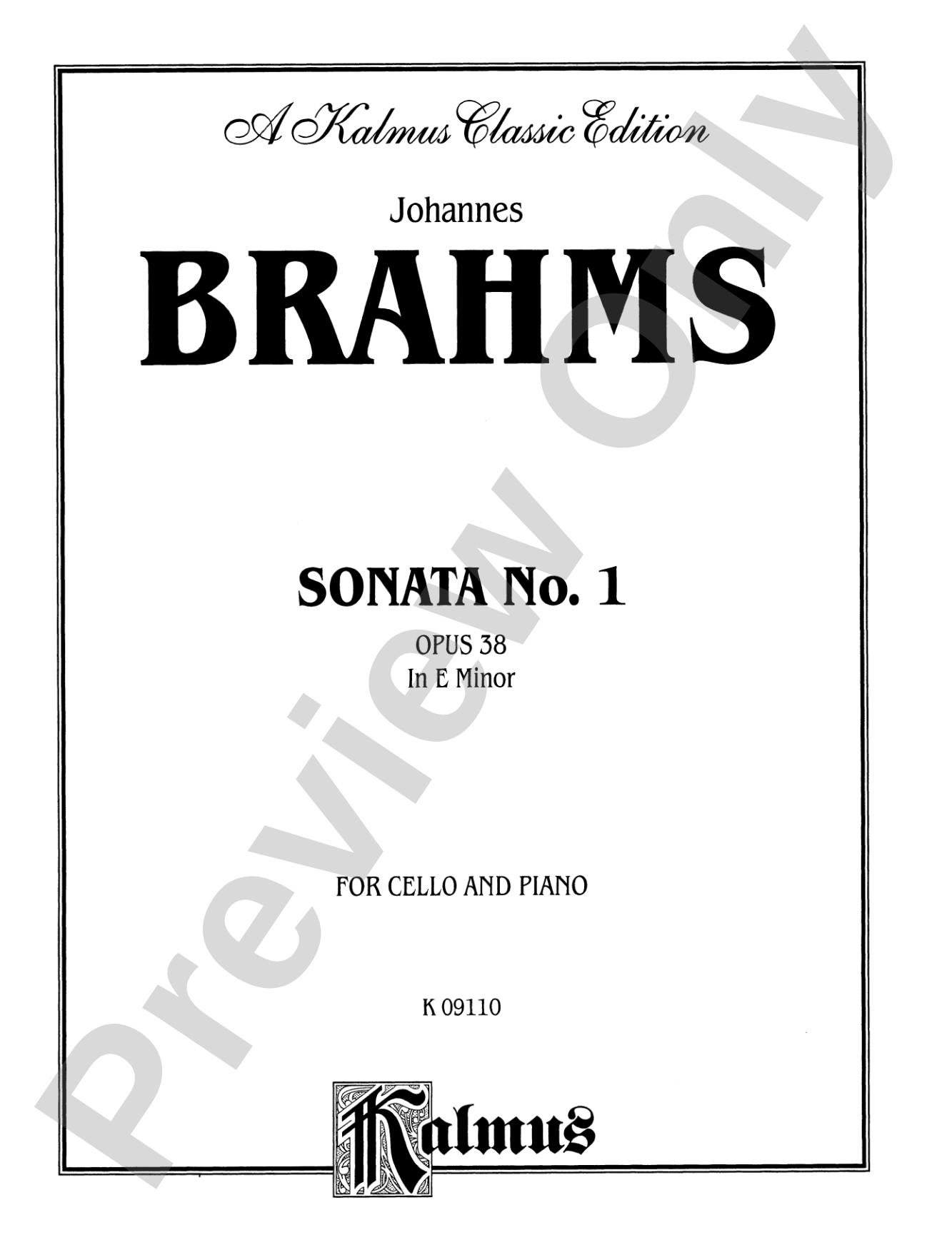 Brahms: Sonata No. 1 in E Minor, Op. 38