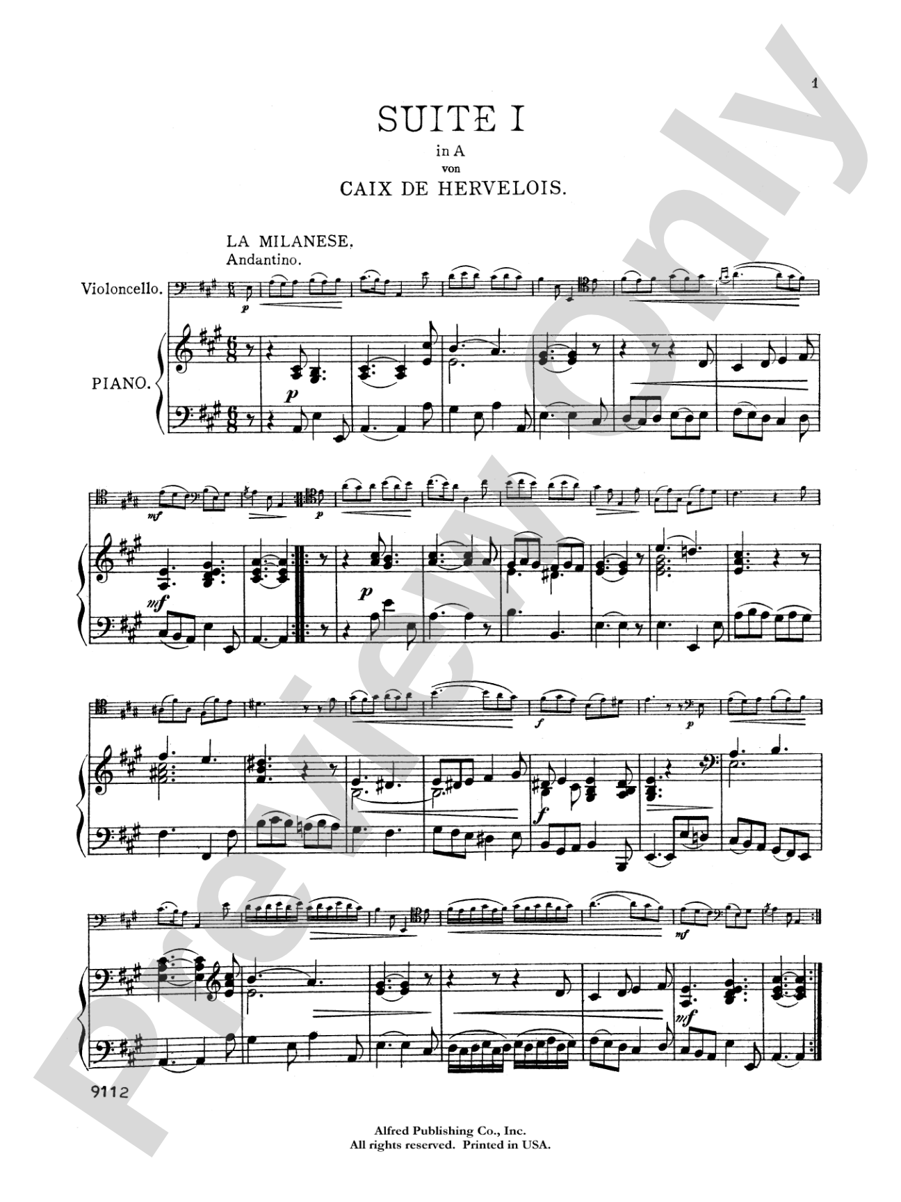 Hervelois: Suite No. 1 in A Major