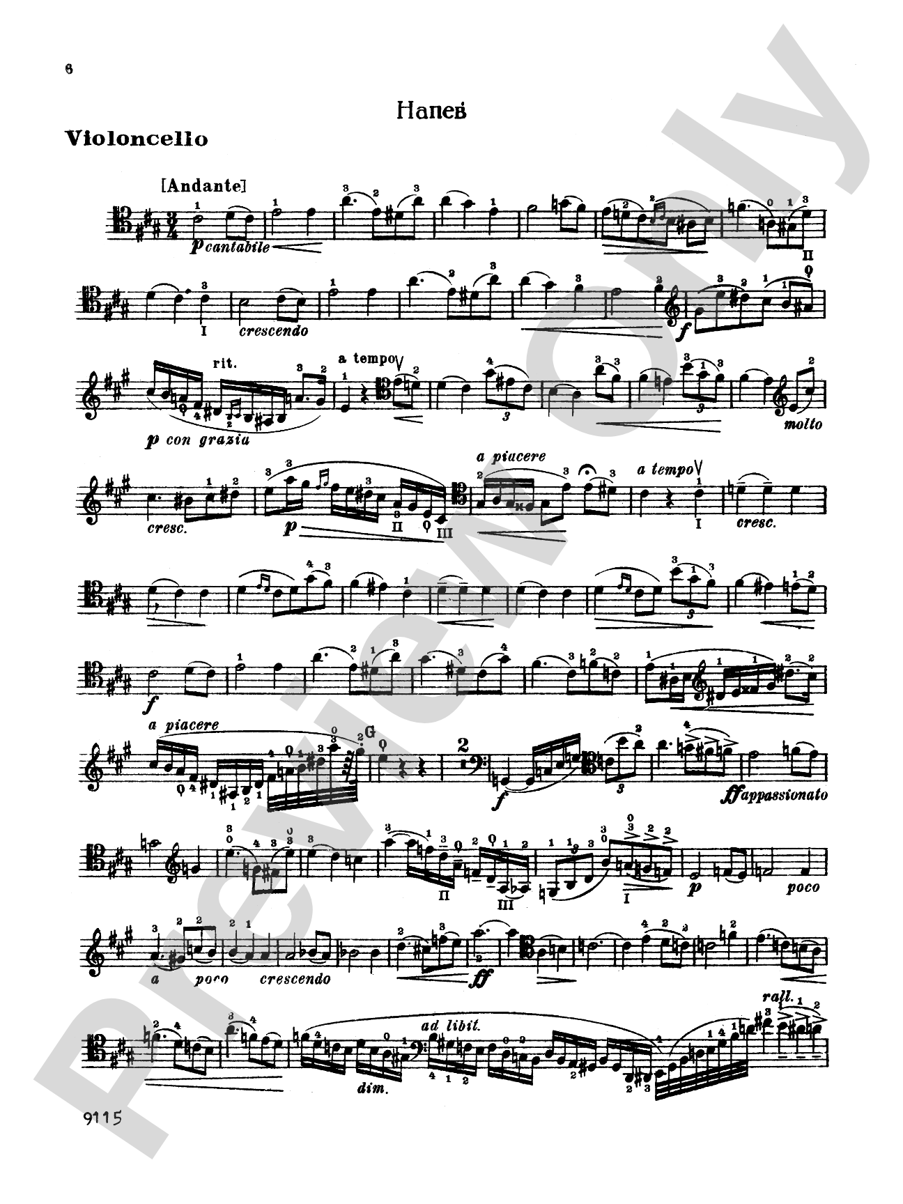 Davidoff: Cello Concerto No. 1: Cello Book