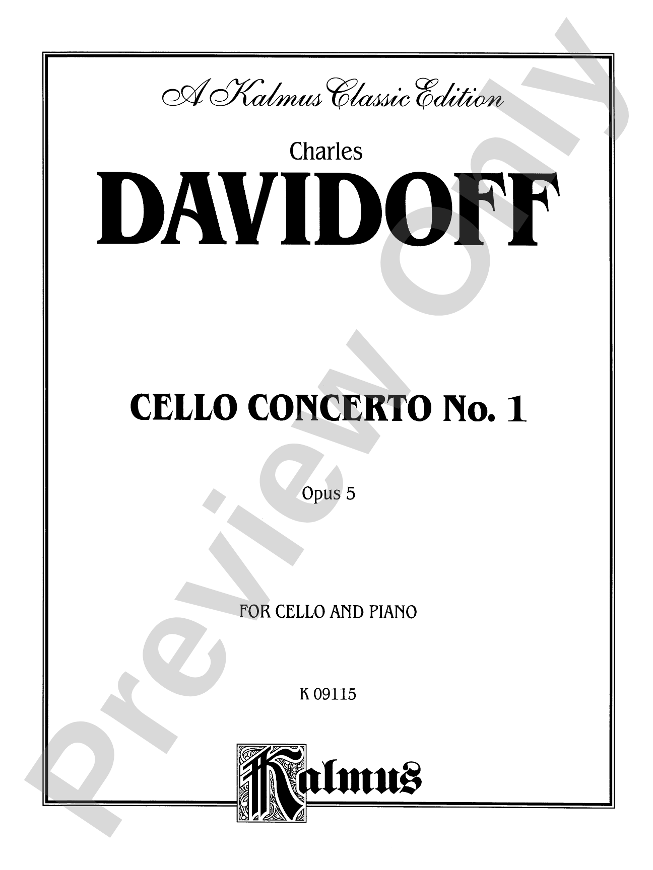 Davidoff: Cello Concerto No. 1