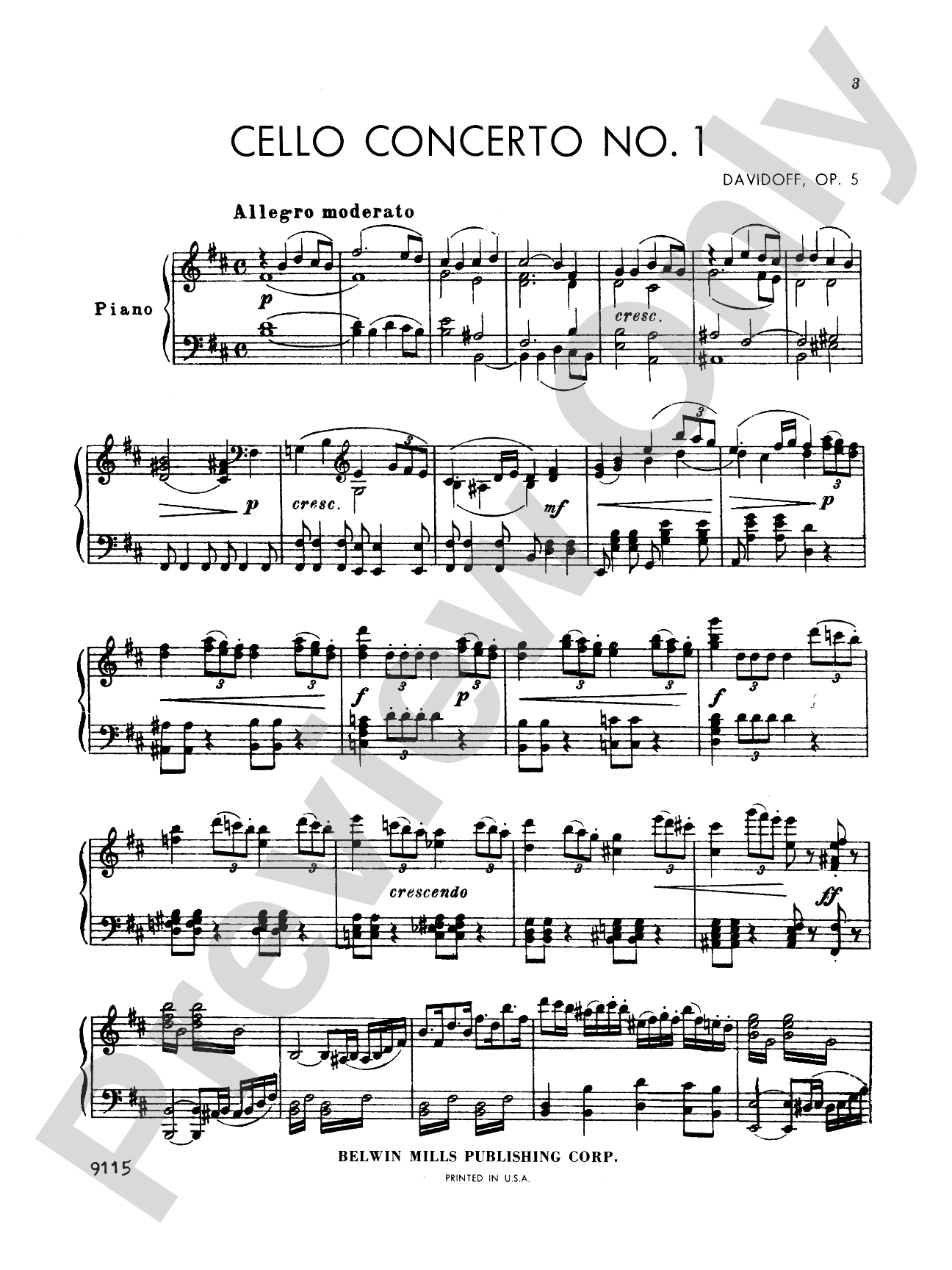 Davidoff: Cello Concerto No. 1