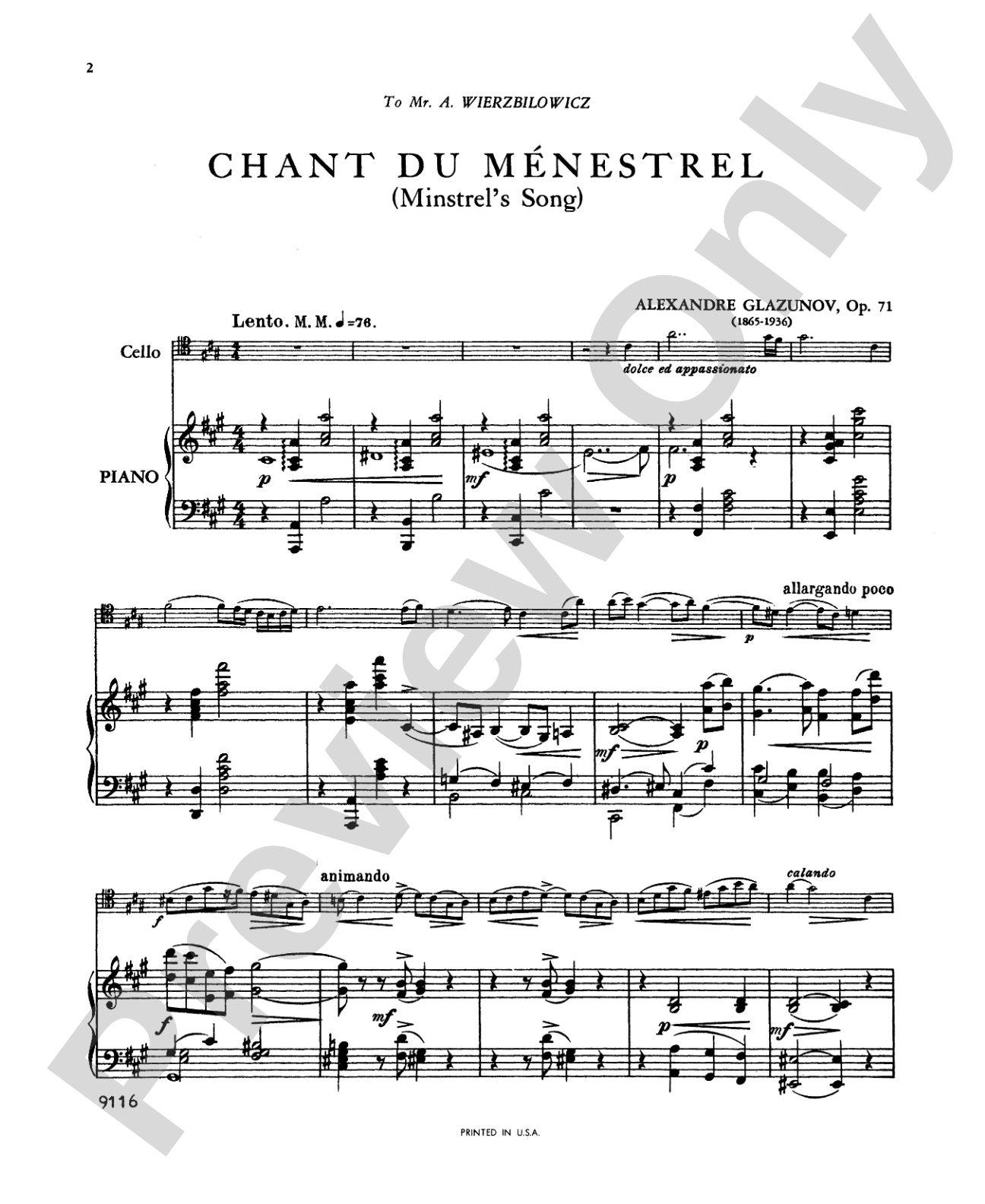 Glazunov: Chant du Ménestrel, Op. 71