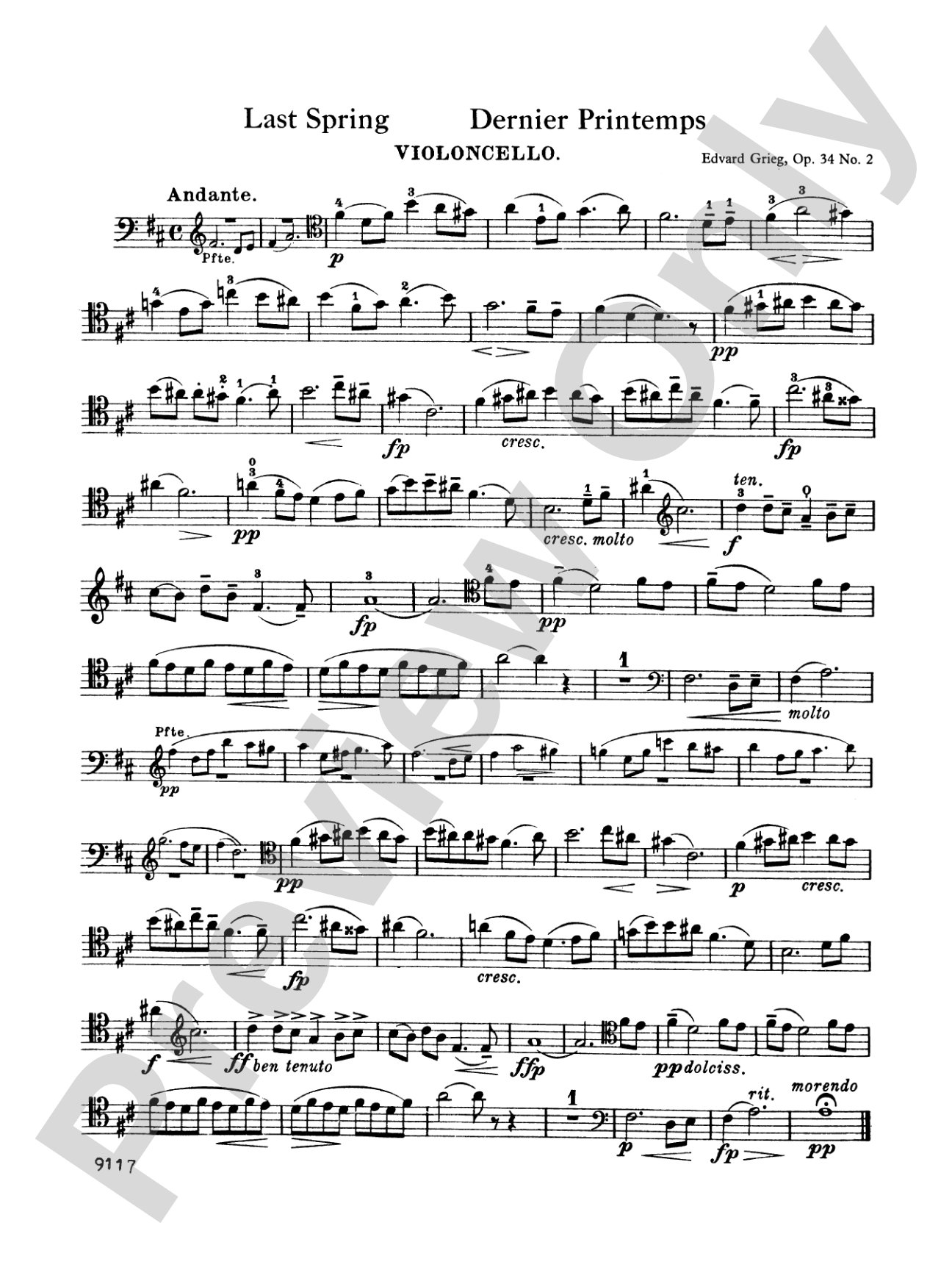 Grieg: Elegiac Melodies, Op. 34: Cello Book