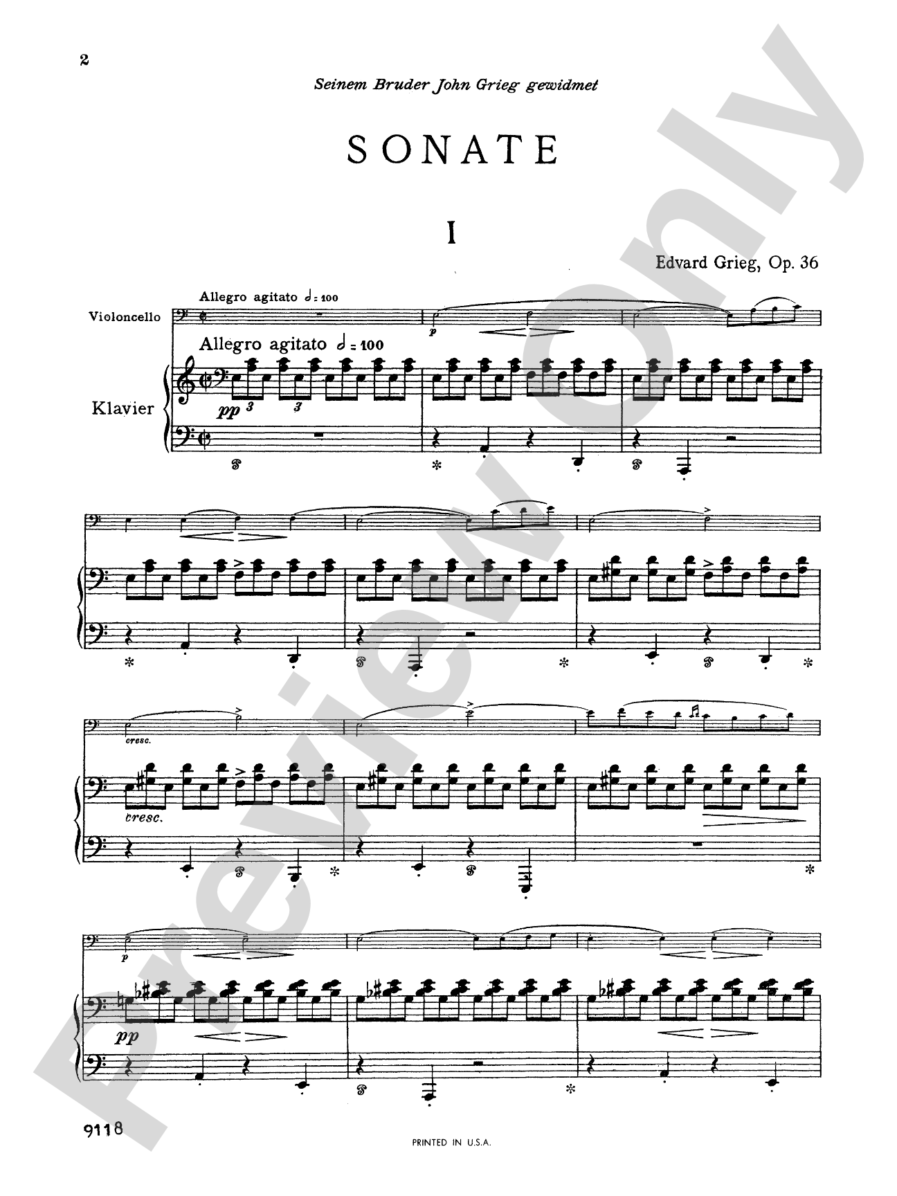 Grieg: Cello Sonata in A Minor, Op. 36