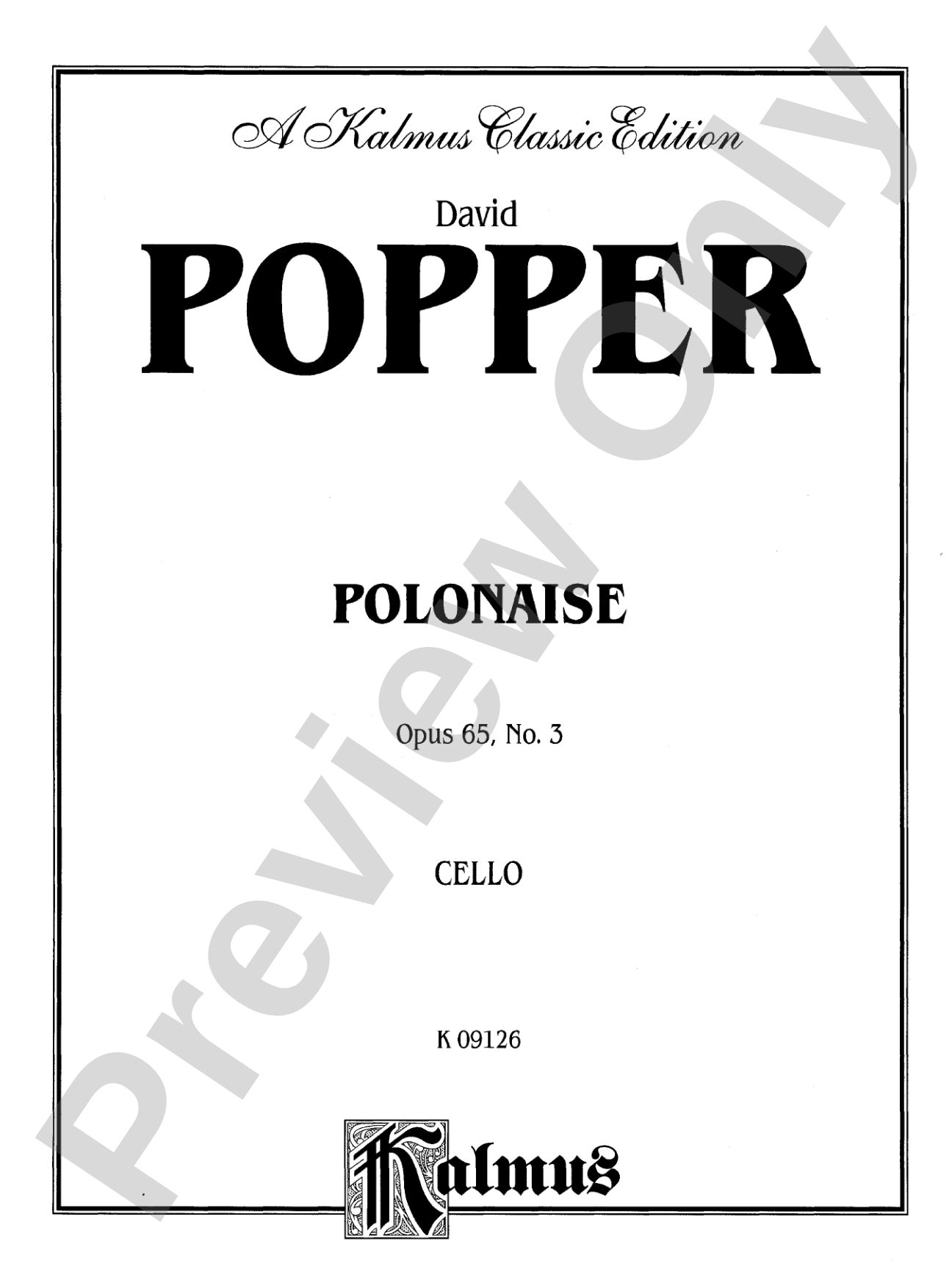 Popper: Polonaise, Op. 65, No. 3: Cello Book