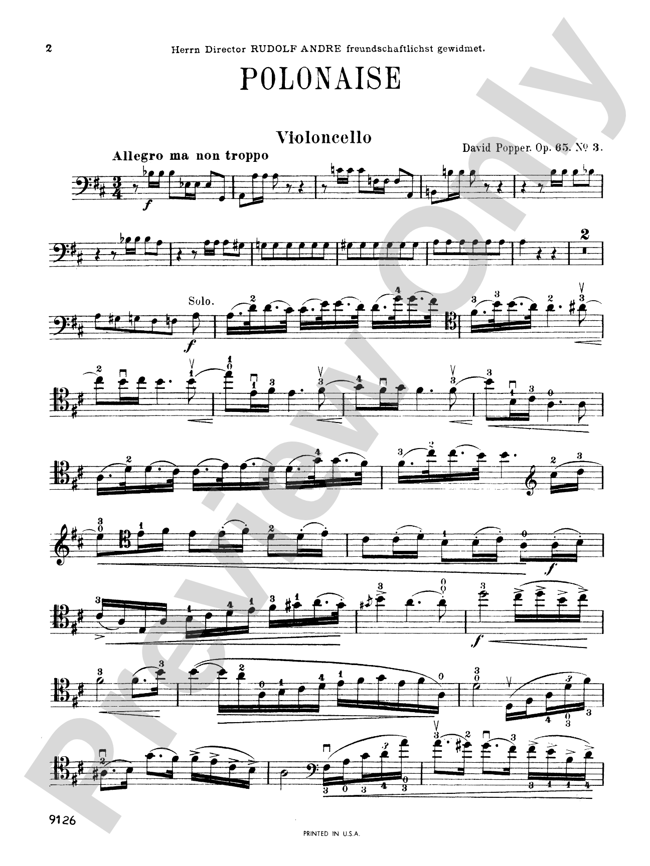 Popper: Polonaise, Op. 65, No. 3: Cello Book