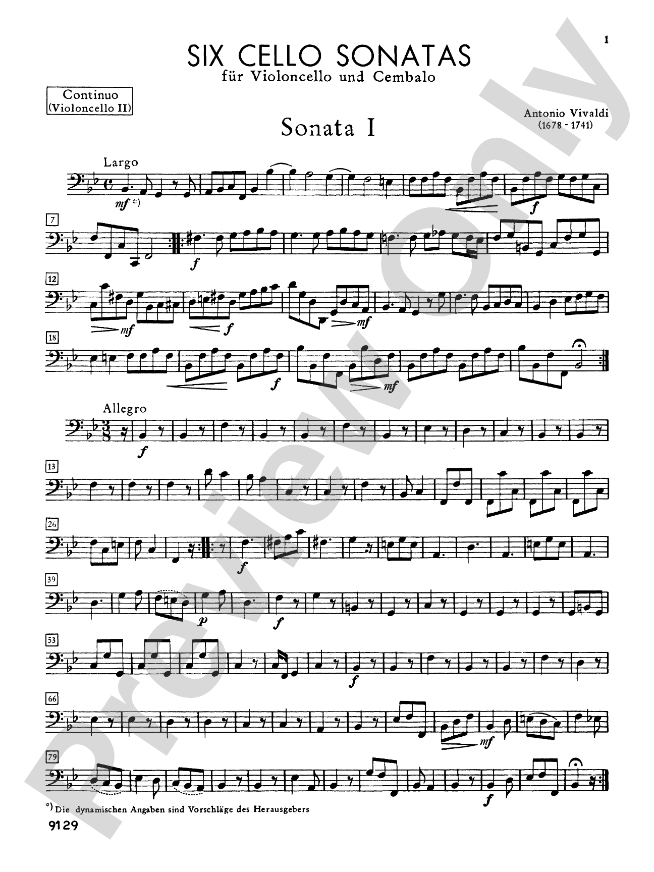 Vivaldi: Six Sonatas for Cello and Basso Continuo