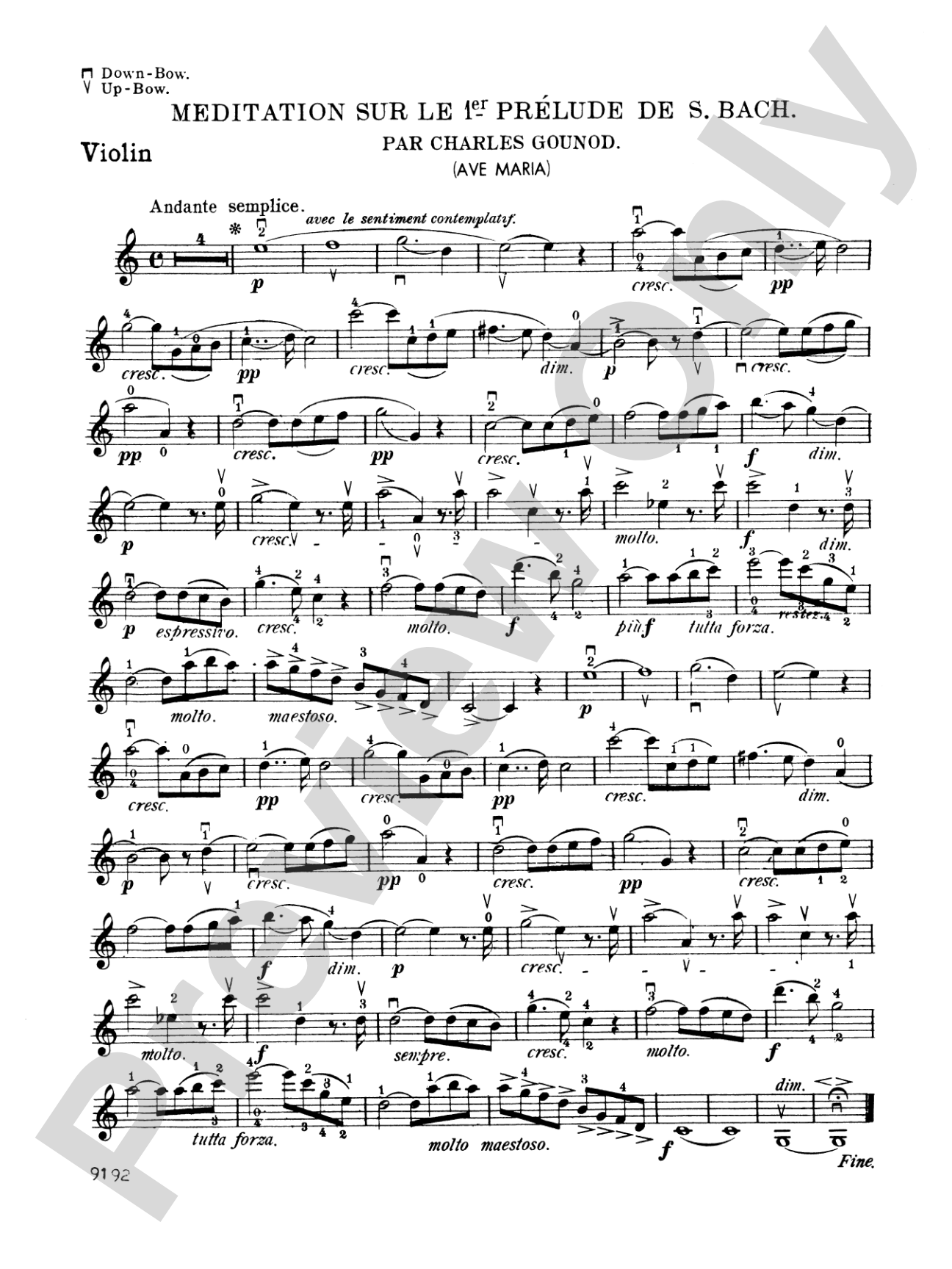 Bach: Ave Maria (Meditation), Arr. Charles François Gounod: Violin Book