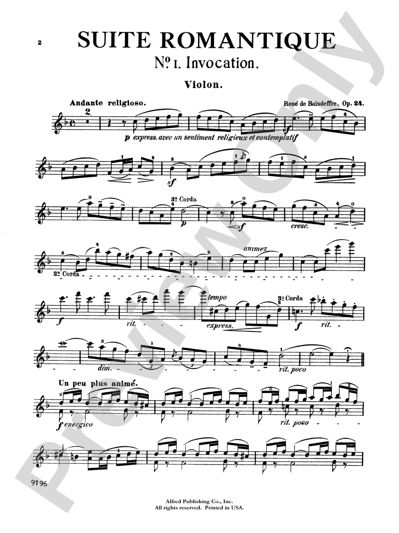 Boisdeffre: Suite Romantique, Op. 24 (Nos. 1-3): Violin Book