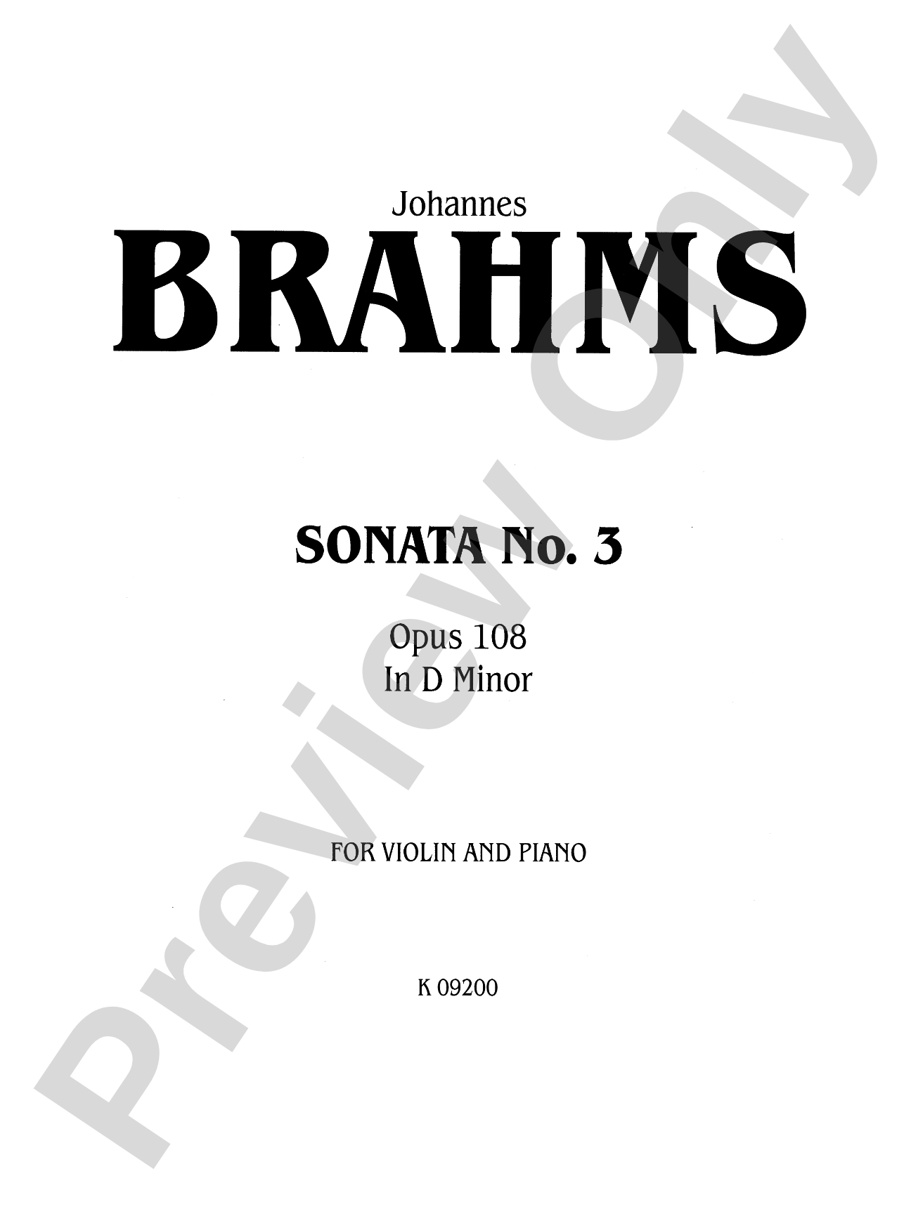 Brahms: Sonata in D Minor, Op. 108