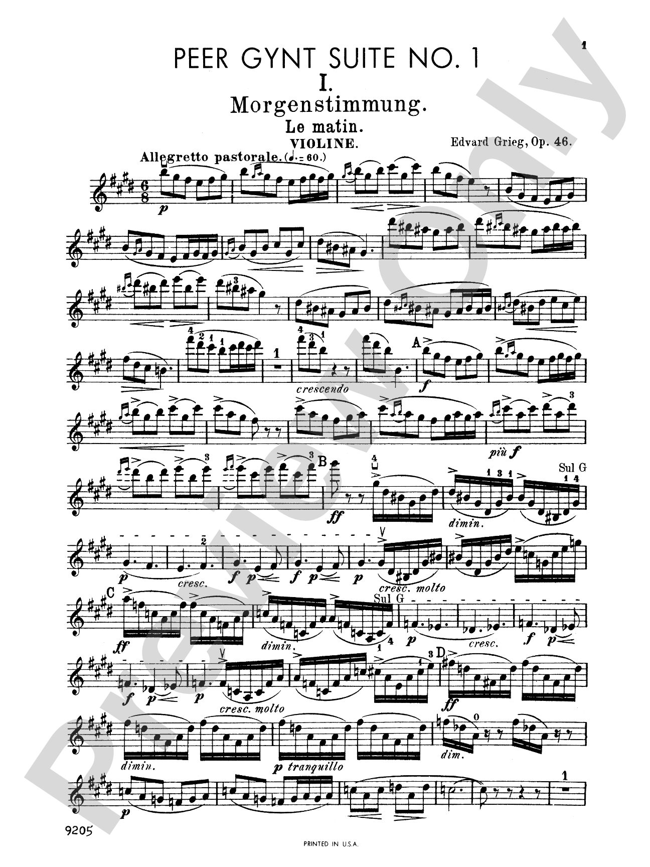 Grieg: Peer Gynt Suite No. 1, Op. 46: Violin Book