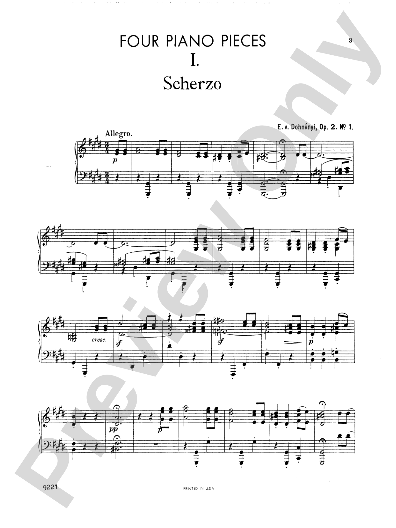 Dohnányi: Four Piano Pieces, Op. 2: Piano Book