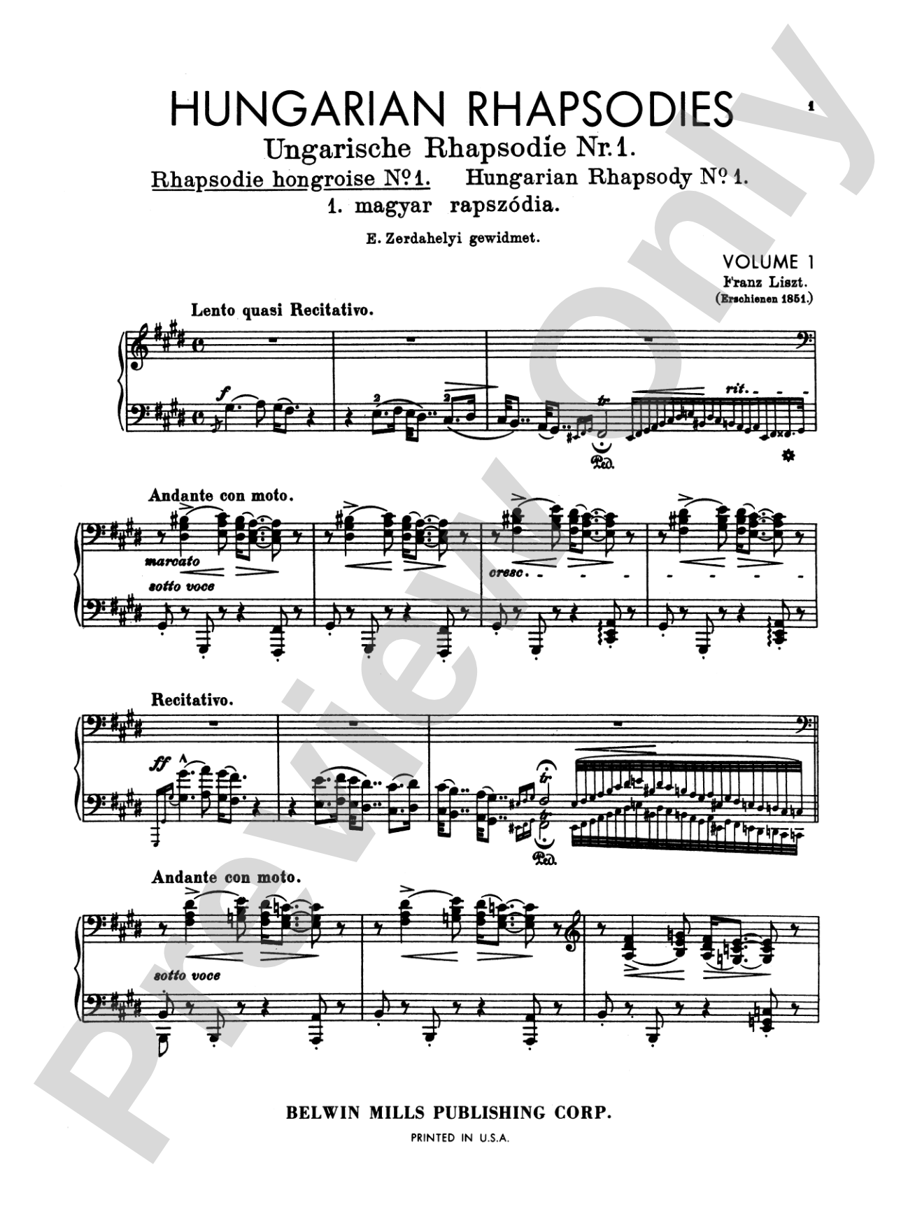 Liszt: Hungarian Rhapsodies (Volume I, Nos. 1-9): Piano Book