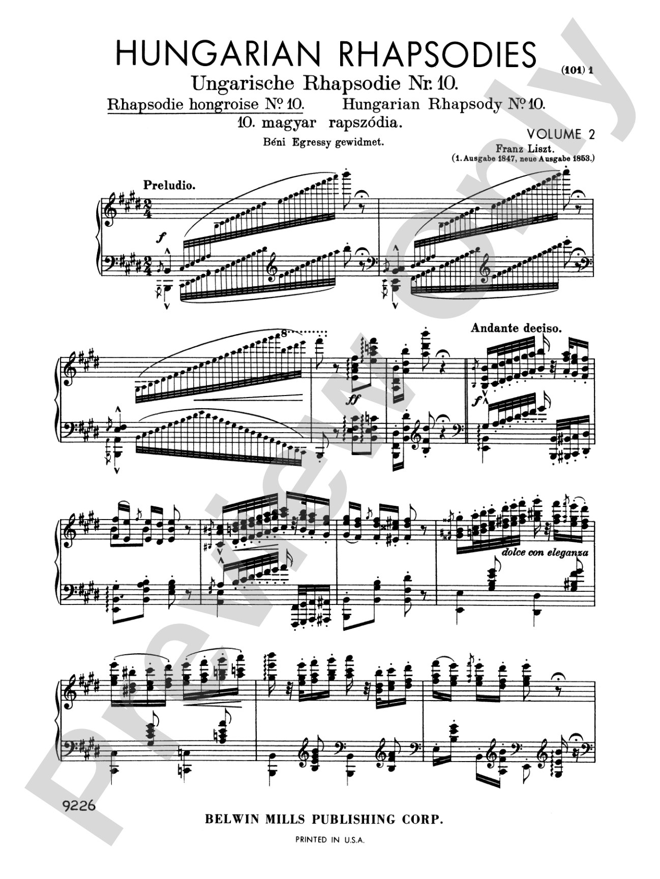 Liszt: Hungarian Rhapsodies (Volume II, Nos. 10-19): Piano Book